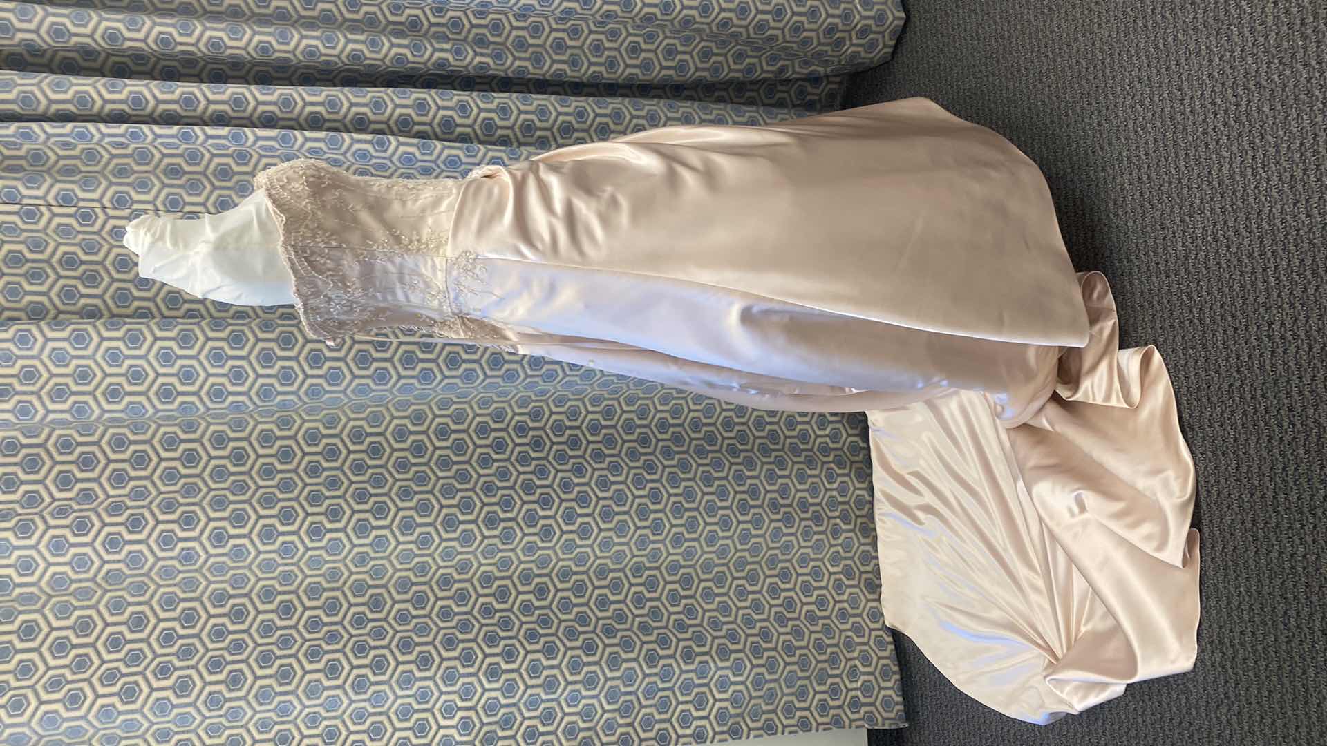 Photo 3 of BRIDAL GOWN  “MAGGIE SOTTERO COUTURE” BLUSH PINK SATIN ALINE CORSET BACK w FLORAL BEADWORK SIZE 10