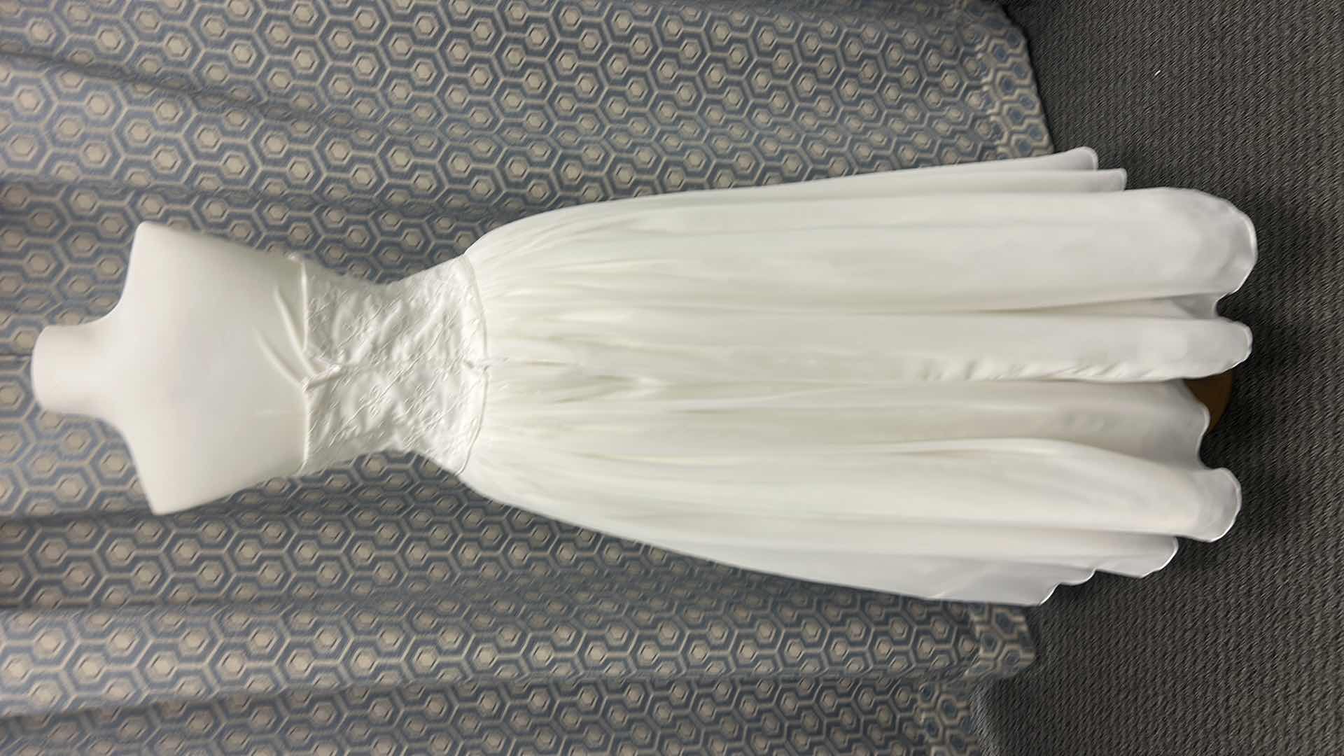 Photo 1 of BRIDAL GOWN “MOONLIGHT BY BRIDAL ELEGANCE” STRAPLESS WHITE WEDDING DRESS, FITTED BODICE, A-LINE SKIRT SIZE 5/6