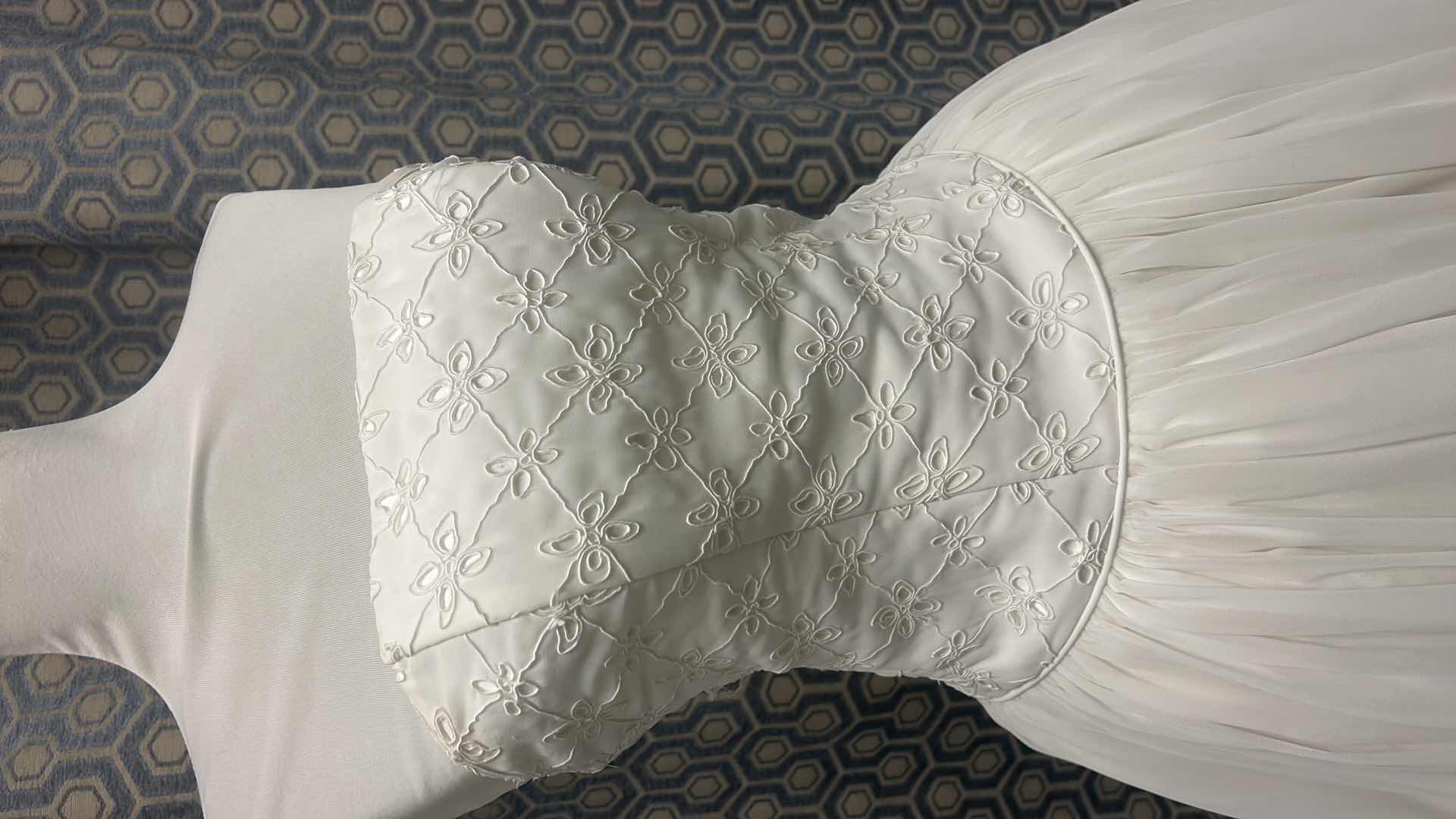 Photo 1 of BRIDAL GOWN “MOONLIGHT BY BRIDAL ELEGANCE” STRAPLESS WHITE WEDDING DRESS, FITTED BODICE, A-LINE SKIRT SIZE 5/6