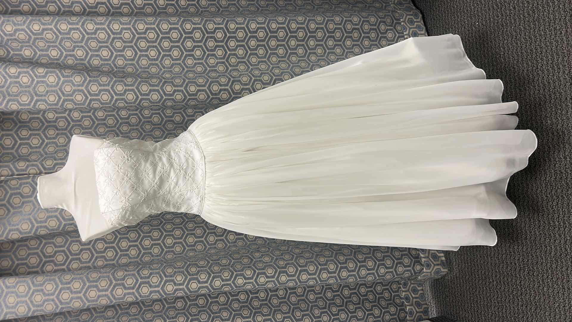 Photo 1 of BRIDAL GOWN “MOONLIGHT BY BRIDAL ELEGANCE” STRAPLESS WHITE WEDDING DRESS, FITTED BODICE, A-LINE SKIRT SIZE 5/6