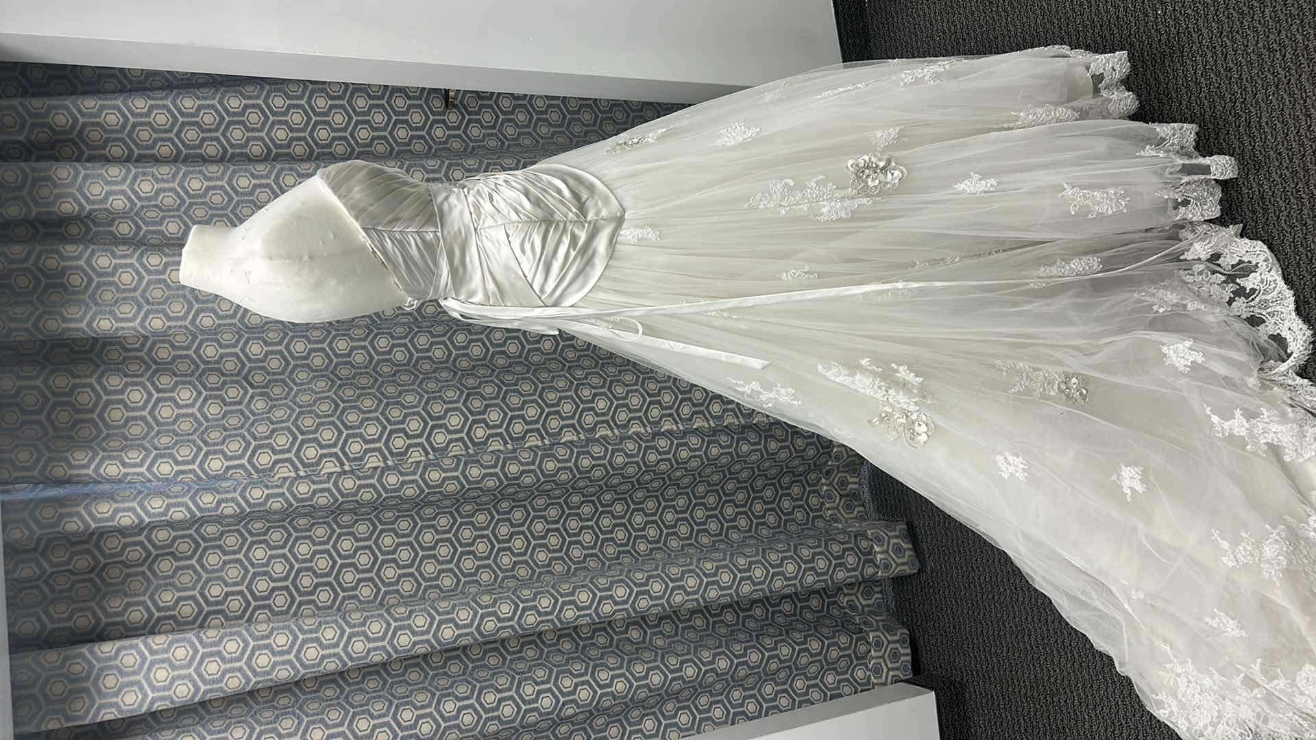Photo 1 of BRIDAL GOWN “MAGGIE SOTTERO COUTURE”  ALABASTER IVORY LACE WITH PEWTER ACCENT SOFT SHIMMER SATIN FLOWERS FEATURING SWAROVSKI CRYSTALS SIZE 2,