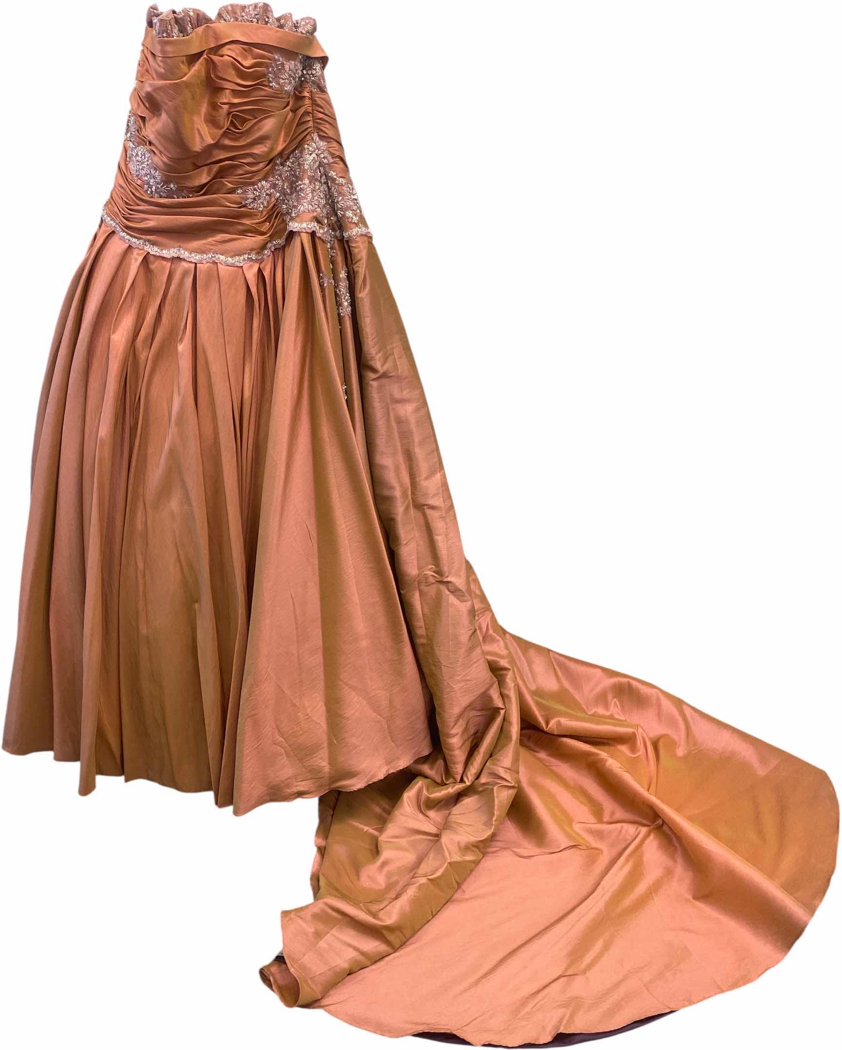 Photo 1 of  BRIDAL GOWN  “MAGGIE SOTTERO COUTURE” DUSTY ROSE  SATIN STRAPLESS CORSET BACK w FLORAL BEADWORK SIZE 26