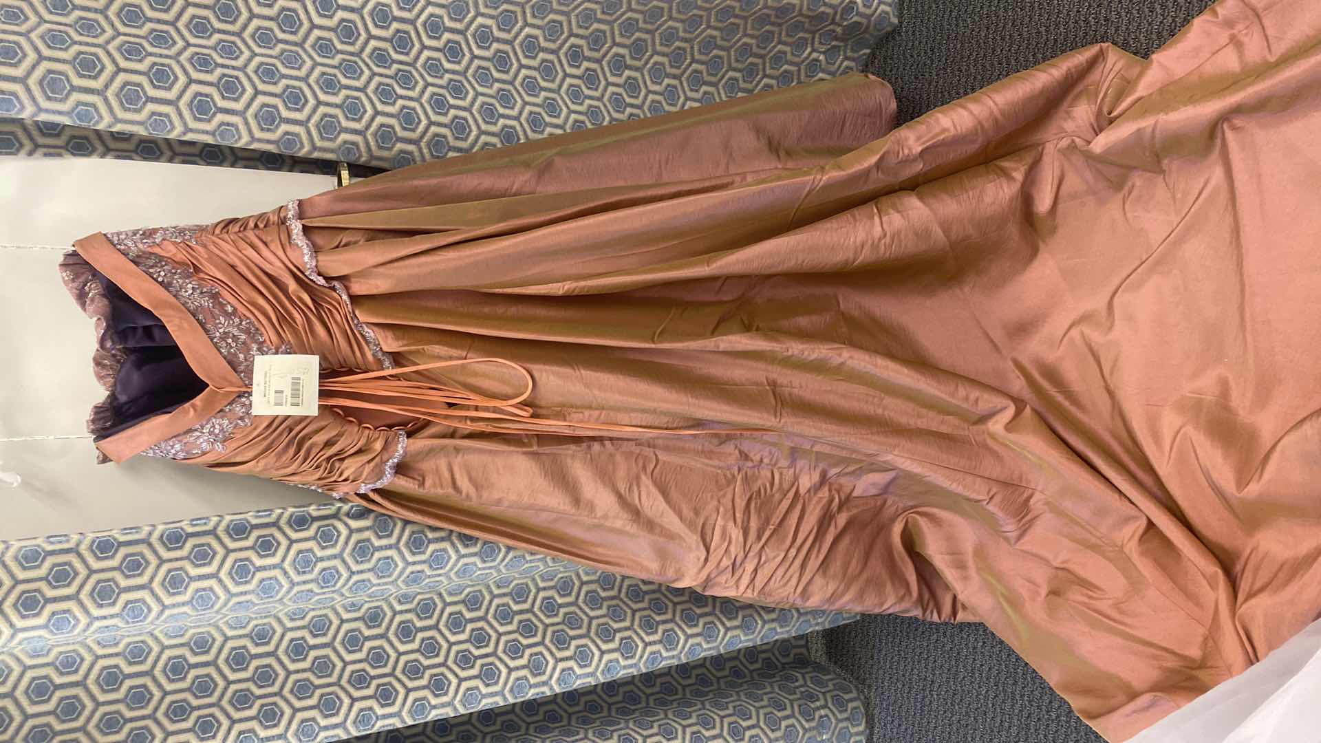 Photo 1 of  BRIDAL GOWN  “MAGGIE SOTTERO COUTURE” DUSTY ROSE  SATIN STRAPLESS CORSET BACK w FLORAL BEADWORK SIZE 26