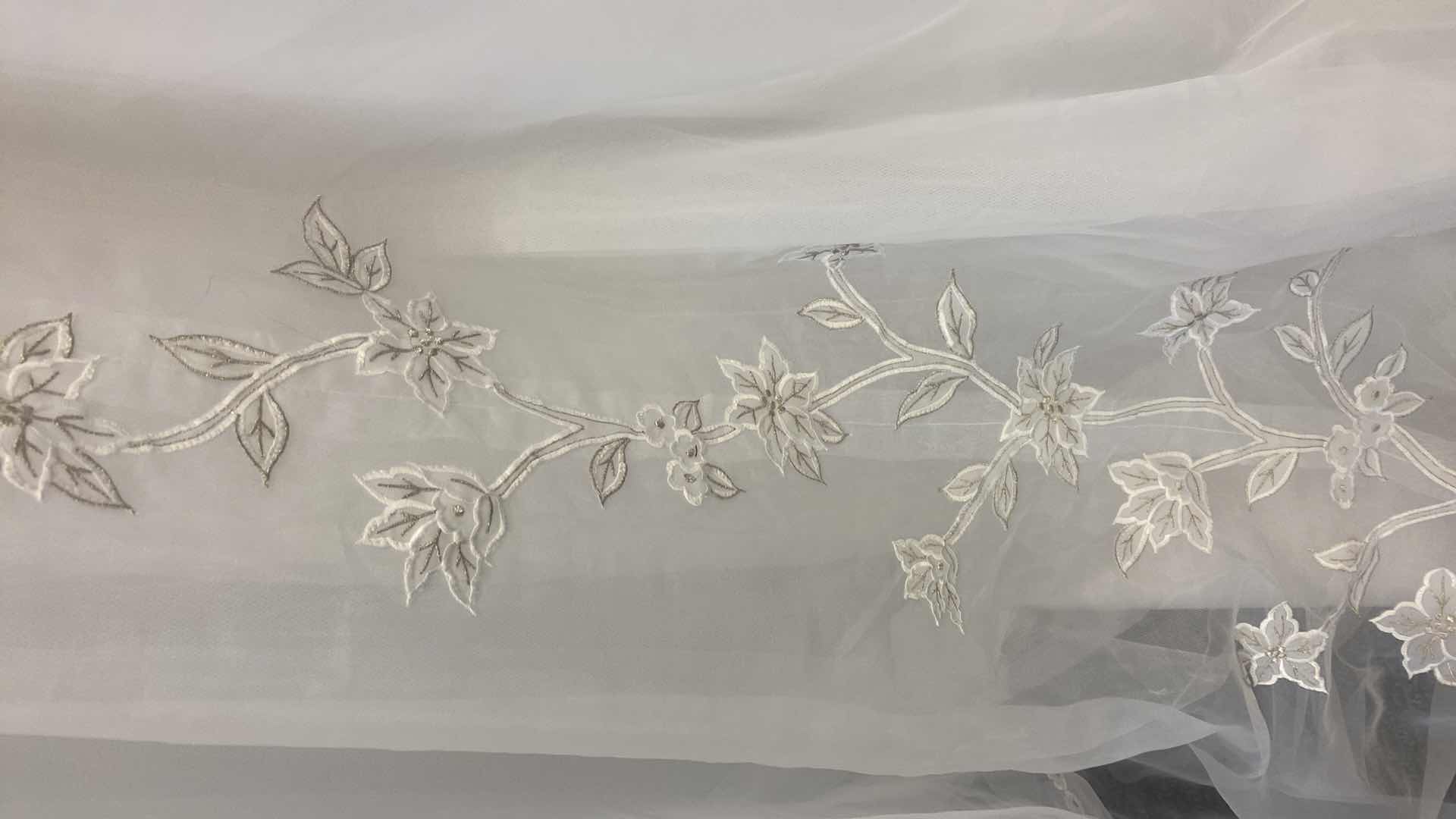 Photo 5 of BRIDAL GOWN  “MAGGIE SOTTERO COUTURE” WHITE  SATIN CORSET BACK w FLORAL EMBROIDERY SIZE 12