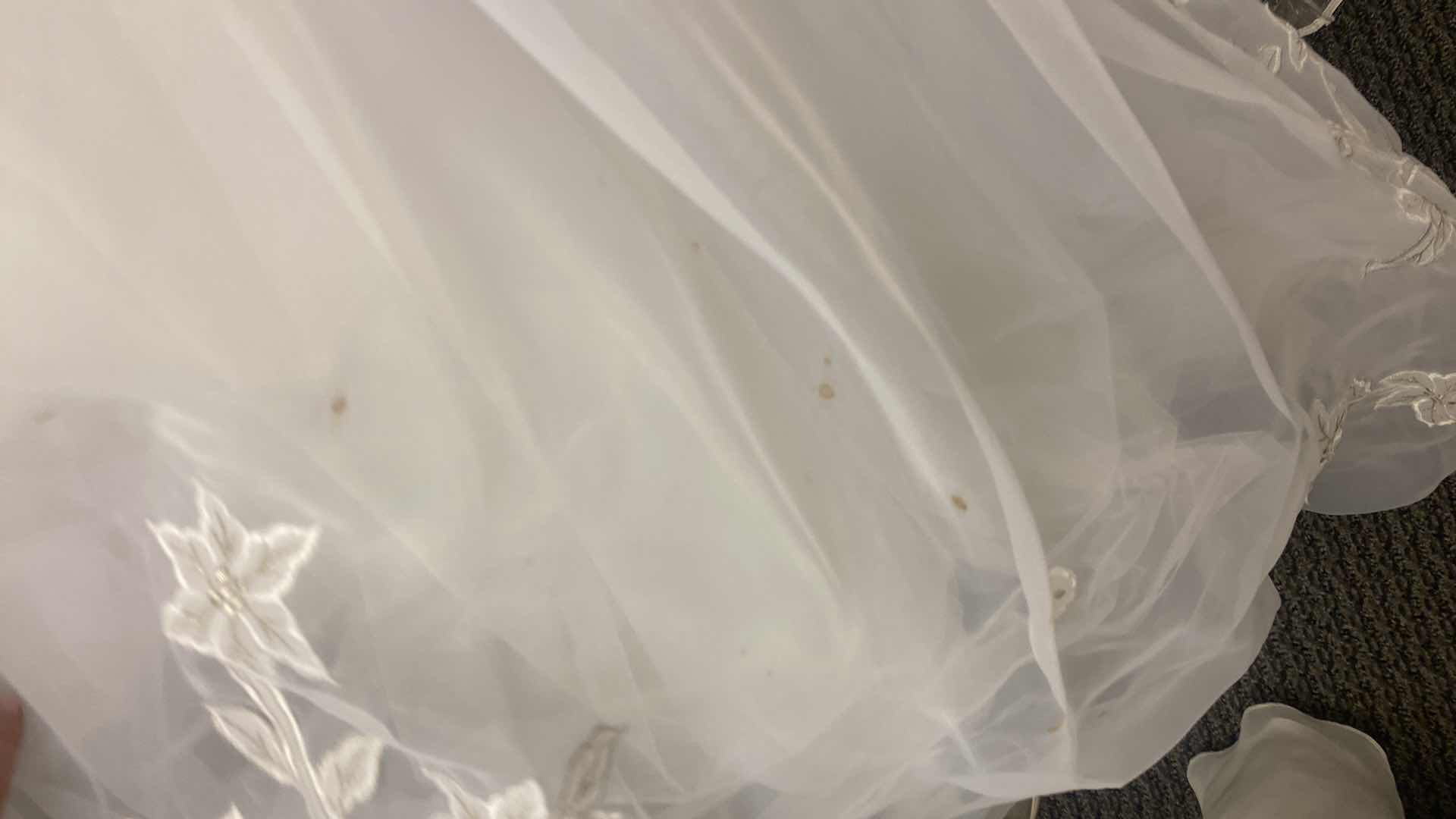 Photo 1 of BRIDAL GOWN  “MAGGIE SOTTERO COUTURE” WHITE  SATIN CORSET BACK w FLORAL EMBROIDERY SIZE 12