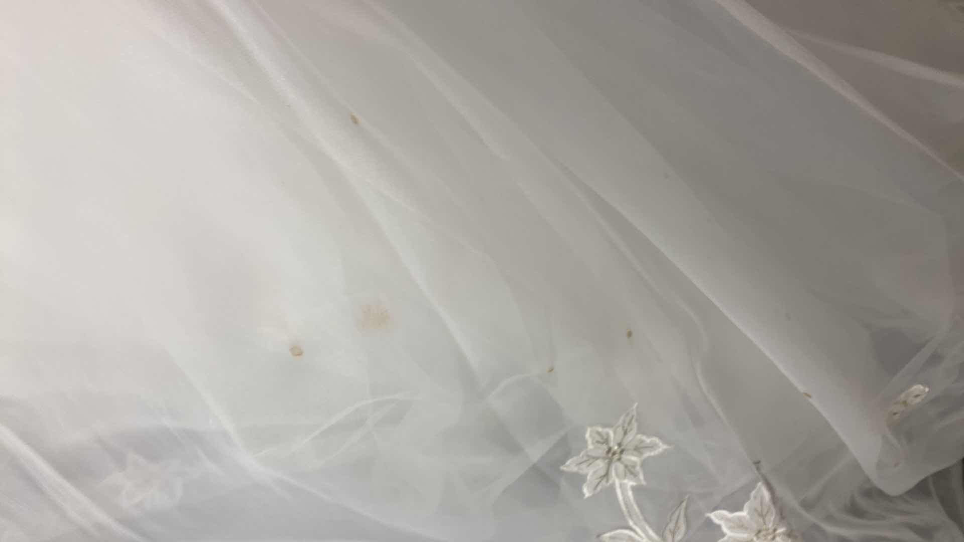 Photo 6 of BRIDAL GOWN  “MAGGIE SOTTERO COUTURE” WHITE  SATIN CORSET BACK w FLORAL EMBROIDERY SIZE 12