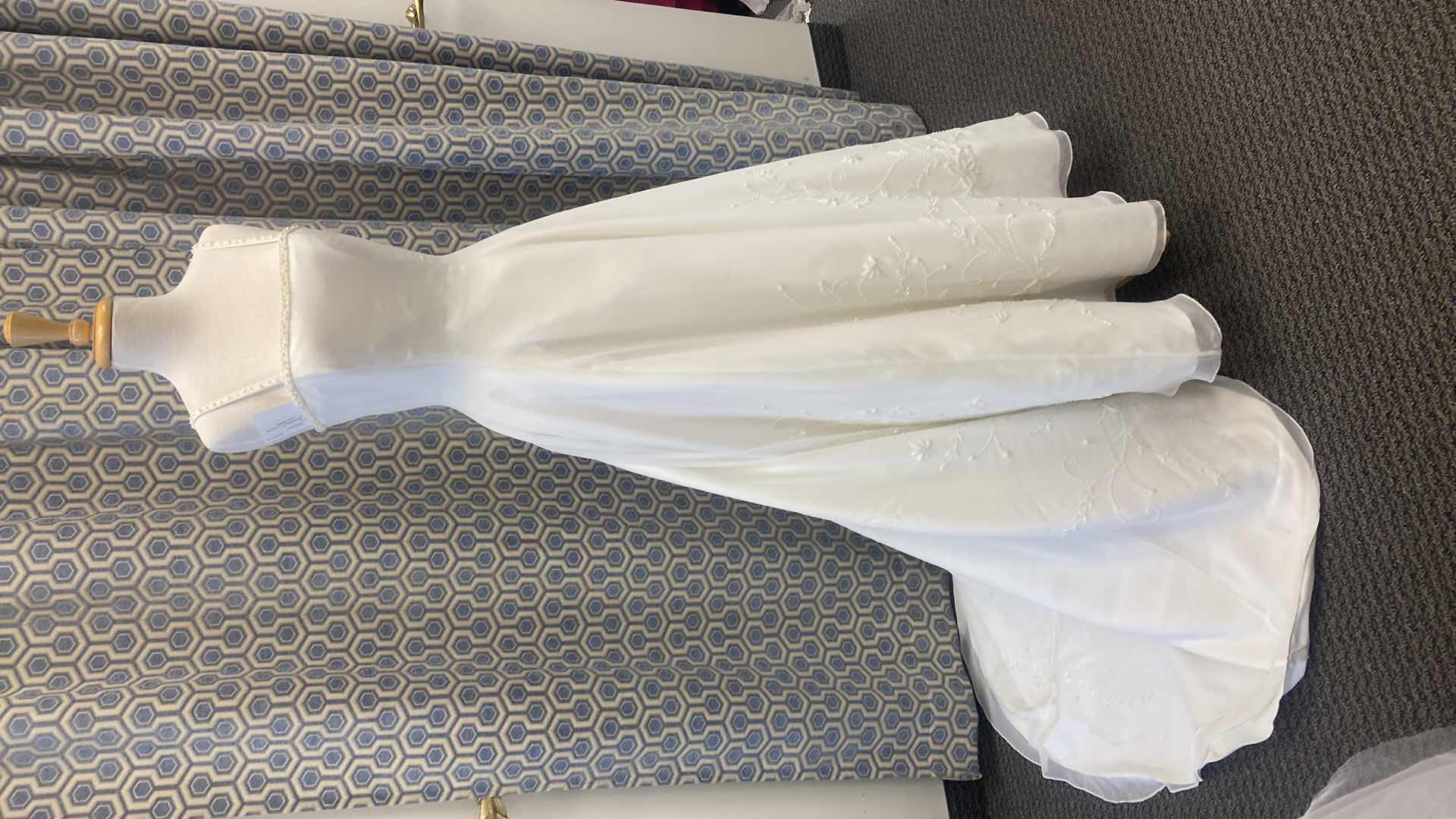 Photo 1 of BRIDAL GOWN “KATHRYN LA’CROX” IVORY SATIN w BEADED NECKLINE & BOTTOM OF DRESS DETAIL SIZE 6