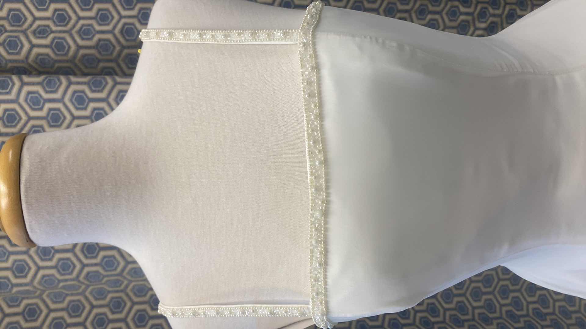 Photo 1 of BRIDAL GOWN “KATHRYN LA’CROX” IVORY SATIN w BEADED NECKLINE & BOTTOM OF DRESS DETAIL SIZE 6