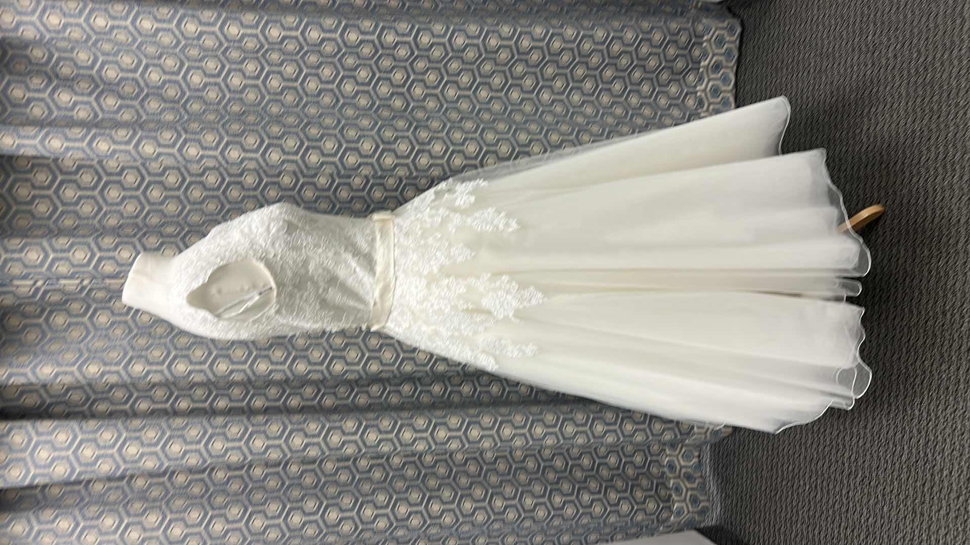 Photo 1 of BRIDAL GOWN, “JUSTIN ALEXANDER” IVORY SHORT LACE WEDDING A-LINE DRESS  SIZE 10 
