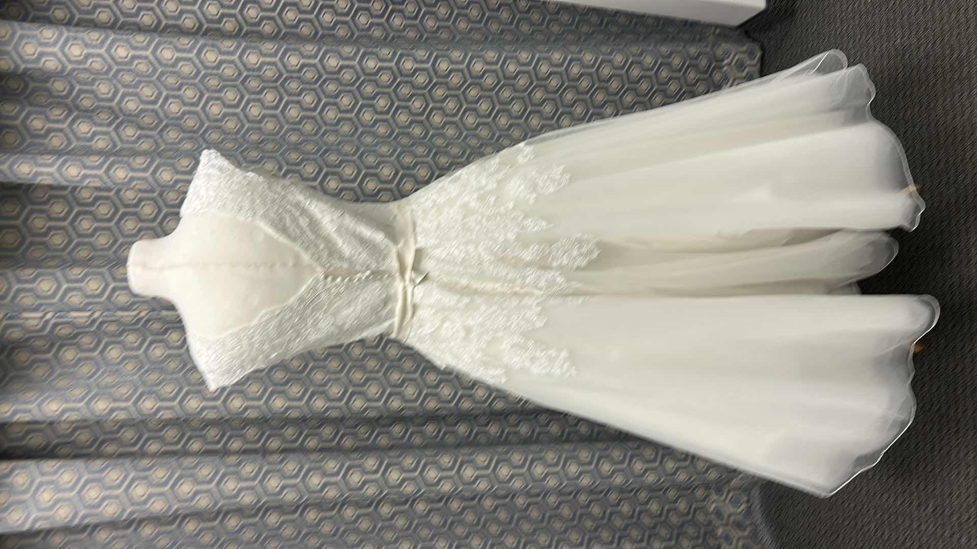 Photo 1 of BRIDAL GOWN, “JUSTIN ALEXANDER” IVORY SHORT LACE WEDDING A-LINE DRESS  SIZE 10 