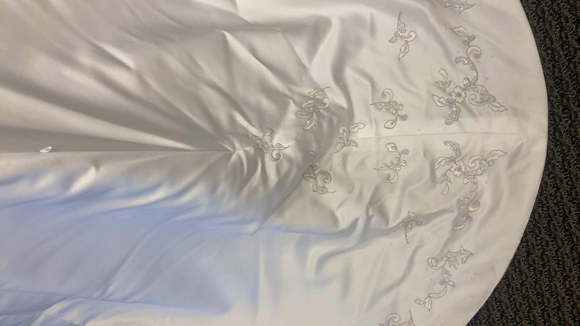 Photo 1 of BRIDAL GOWN  “MAGGIE SOTTERO COUTURE” DIAMOND WHITE SATIN STRAPLESS CORSET BACK w RHINESTONE  SIZE 6