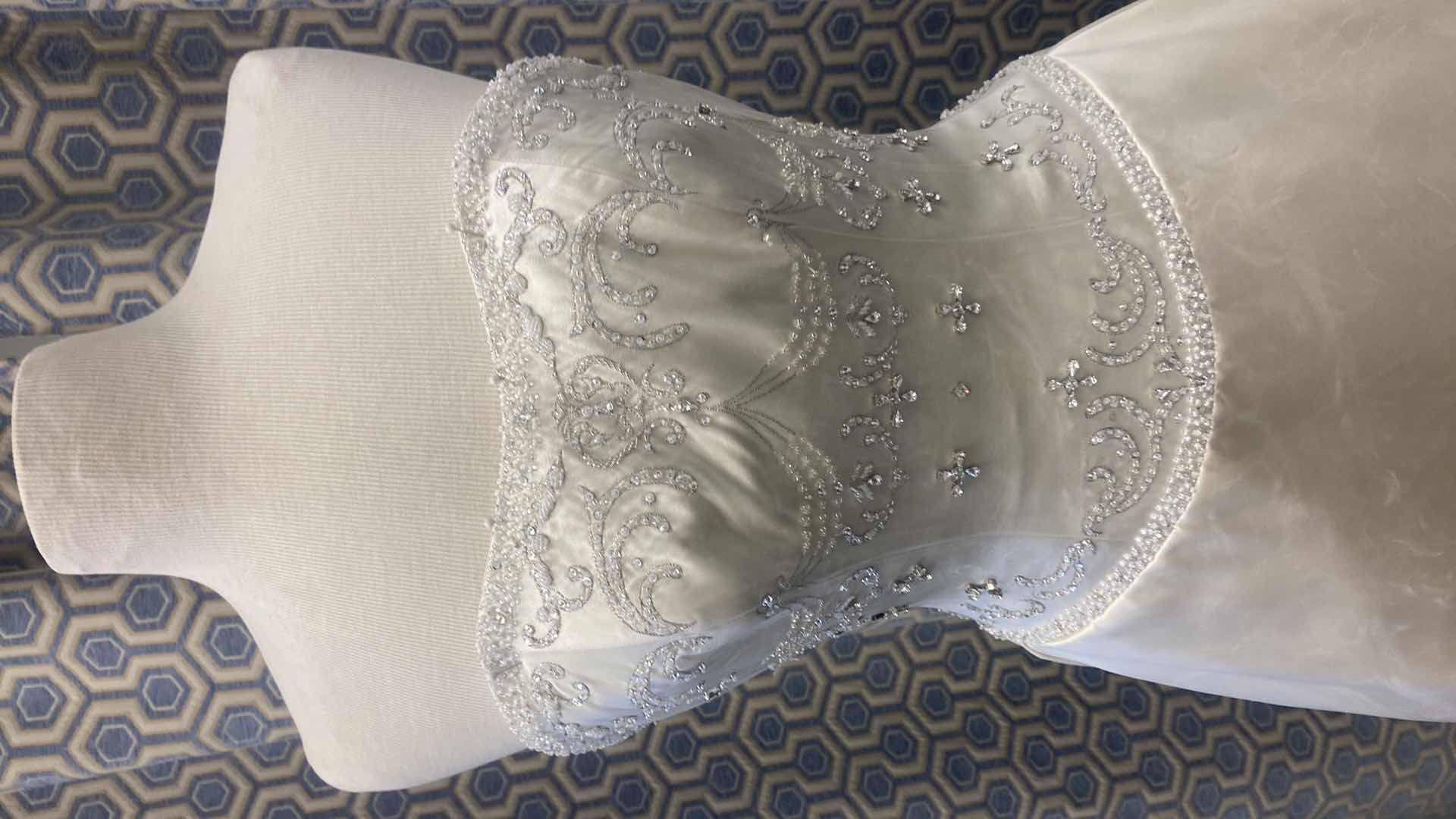 Photo 1 of BRIDAL GOWN “MOONLIGHT” IVORY BRUSHED SATIN STRAPLESS WITH RHINESTONES & BEADS SIZE 8