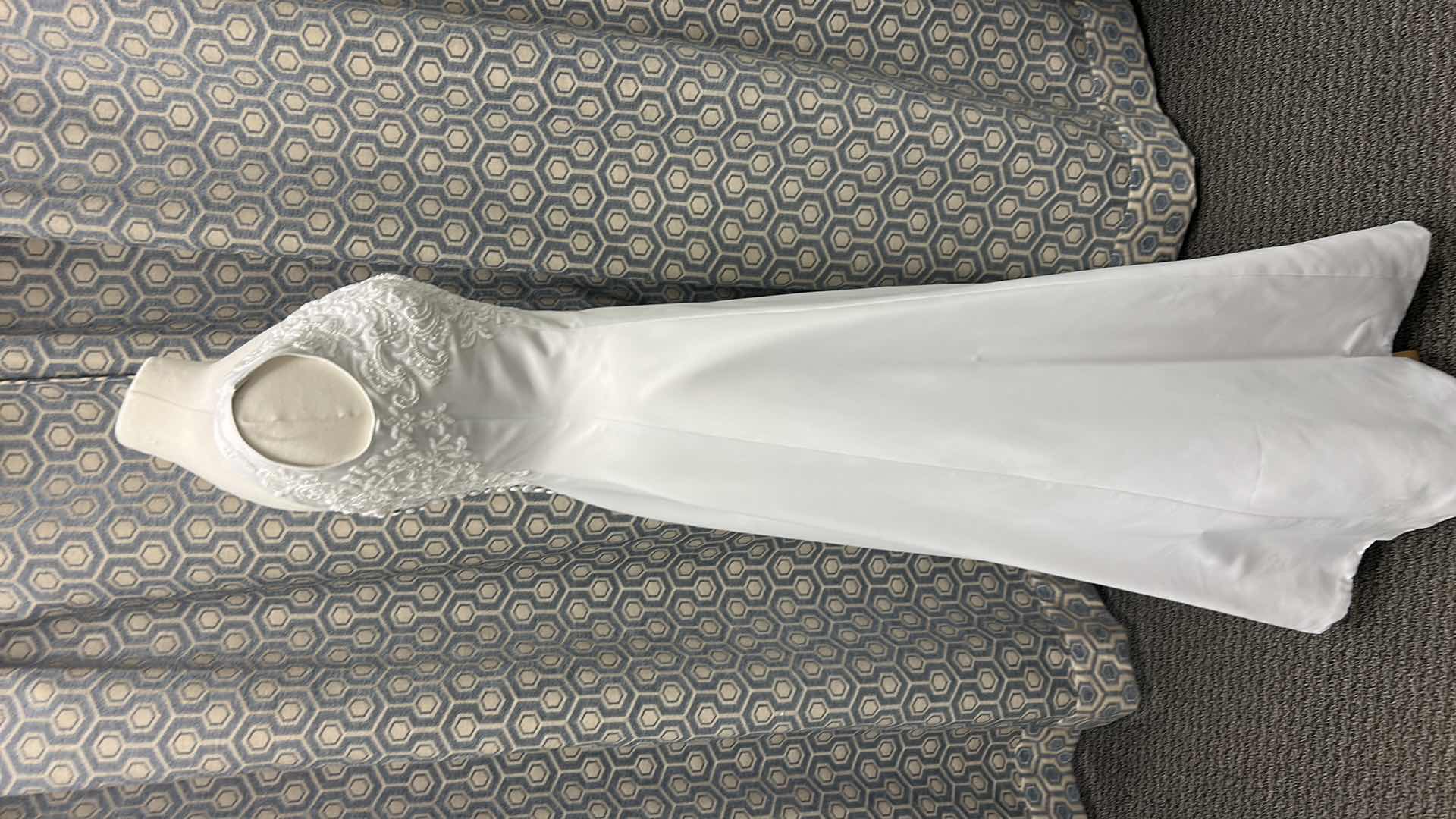 Photo 3 of BRIDAL GOWN, ONE SHOULDER, A-LINE SATIN, WHITE, SIZE 8, 