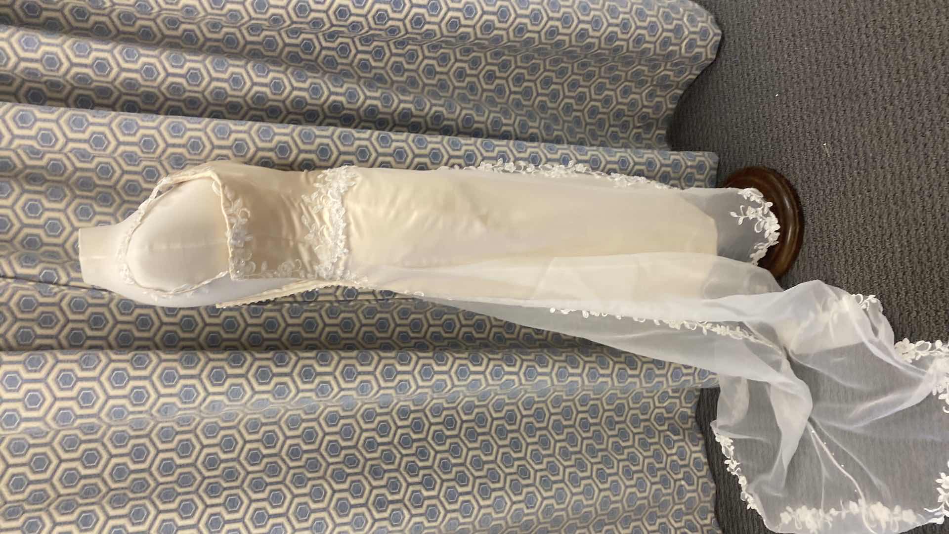 Photo 1 of BRIDAL GOWN GOLD SATIN  w ONE SHOULDER ORGANZA & APPLIQUÉ DETAIL SIZE 6