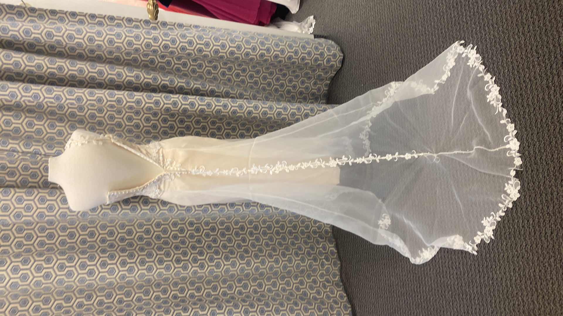 Photo 1 of BRIDAL GOWN GOLD SATIN  w ONE SHOULDER ORGANZA & APPLIQUÉ DETAIL SIZE 6