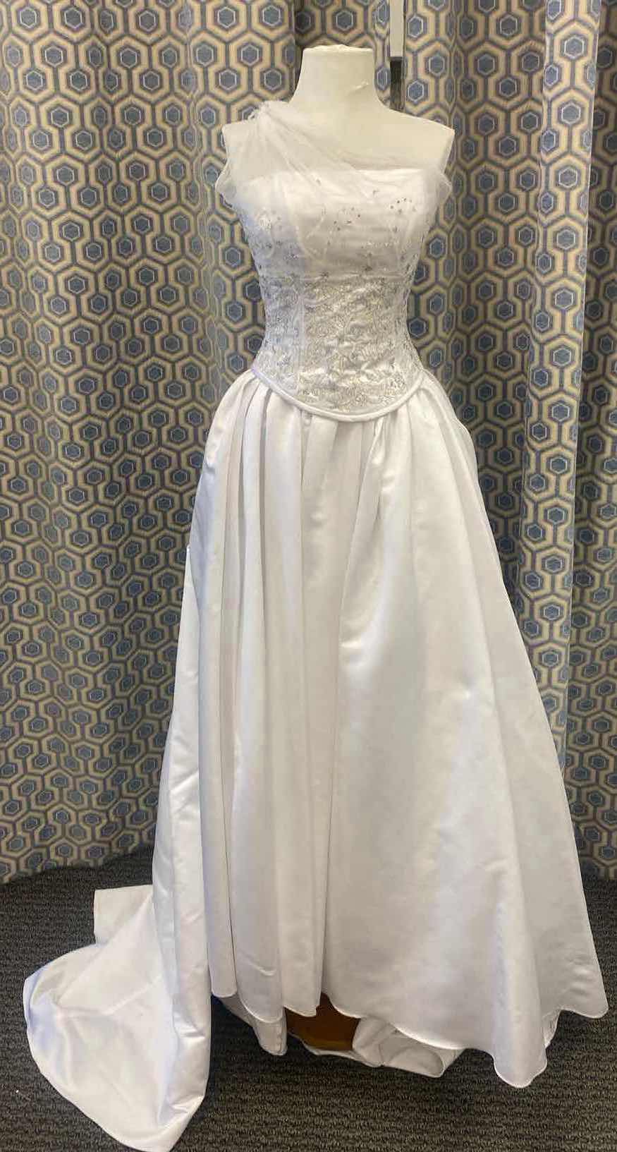 Photo 1 of BRIDAL GOWN “MAGGIE SOTTERO” WHITE SATIN 2 PIECE ONE SHOULDER SIZE 8