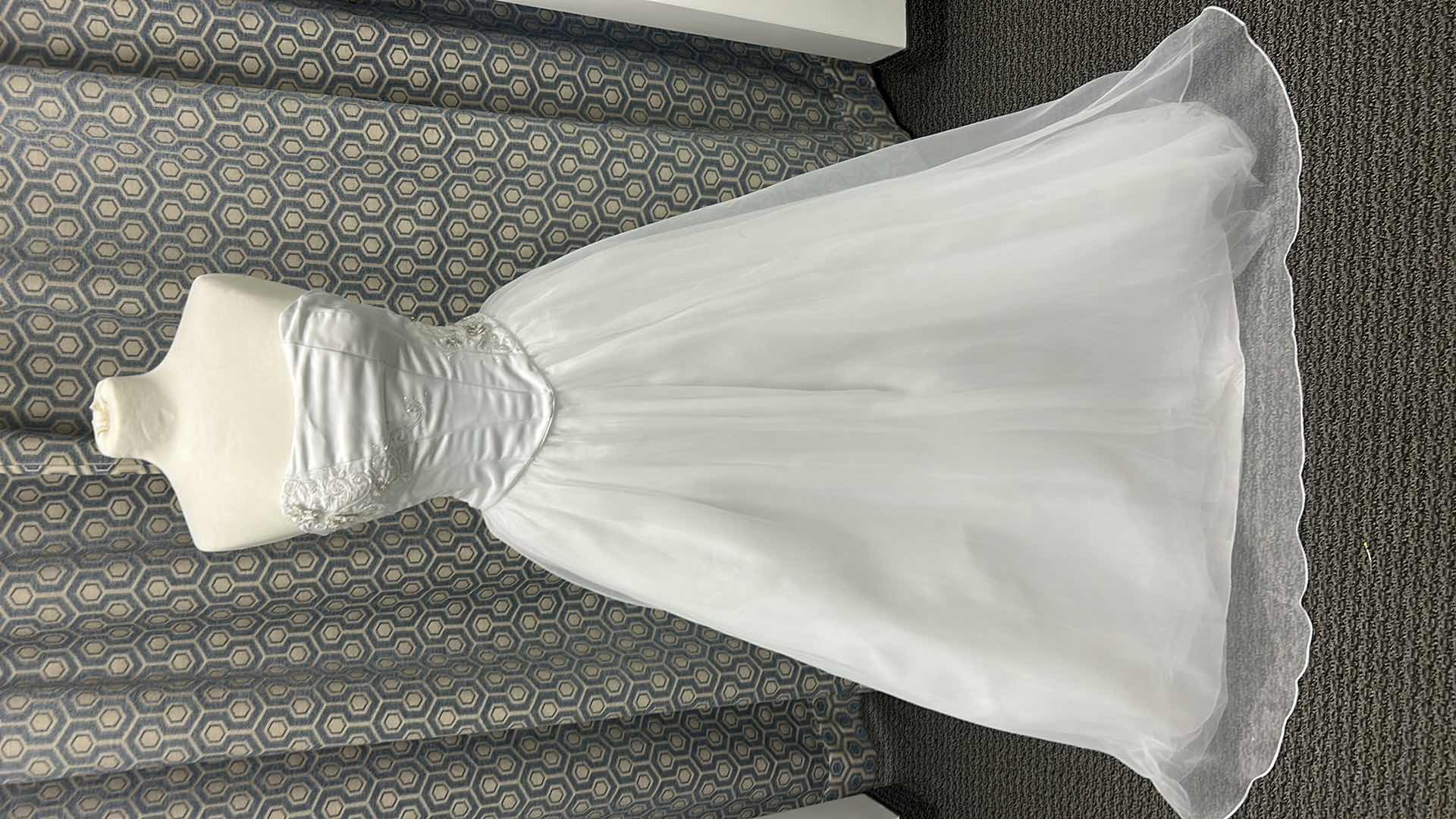 Photo 1 of BRIDAL GOWN, KATRYN LACROIX, WHITE, ONE-PIECE STRAPLESS A-LINE CHIFFON GOWN, SIZE 4, 