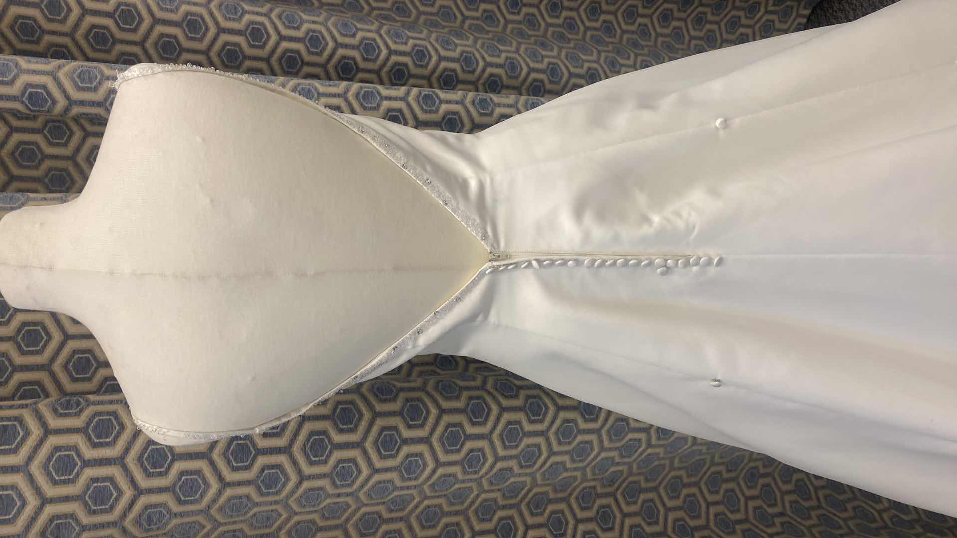 Photo 1 of BRIDAL GOWN “MONIQUE” IVORY SATIN A-LINE EMBELISHMENT AT NECKLINE SIZE 8