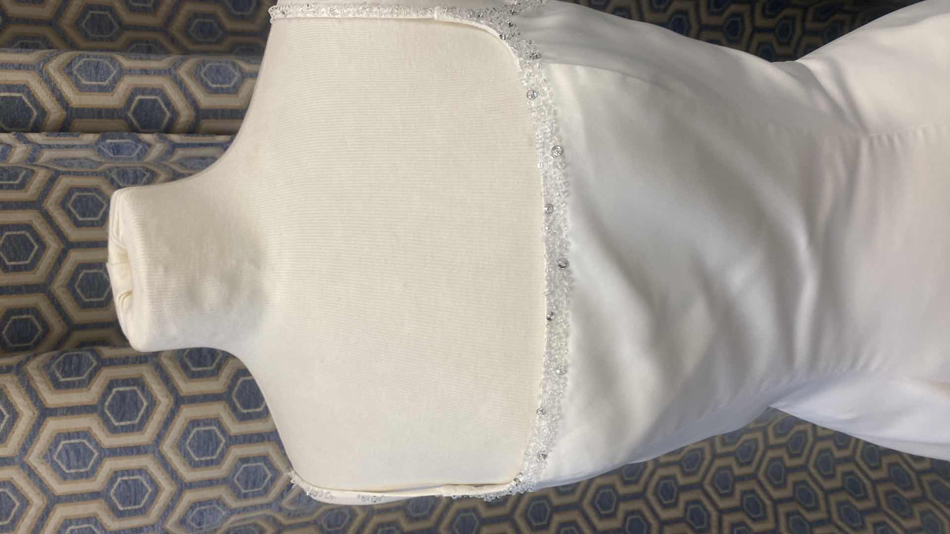 Photo 1 of BRIDAL GOWN “MONIQUE” IVORY SATIN A-LINE EMBELISHMENT AT NECKLINE SIZE 8