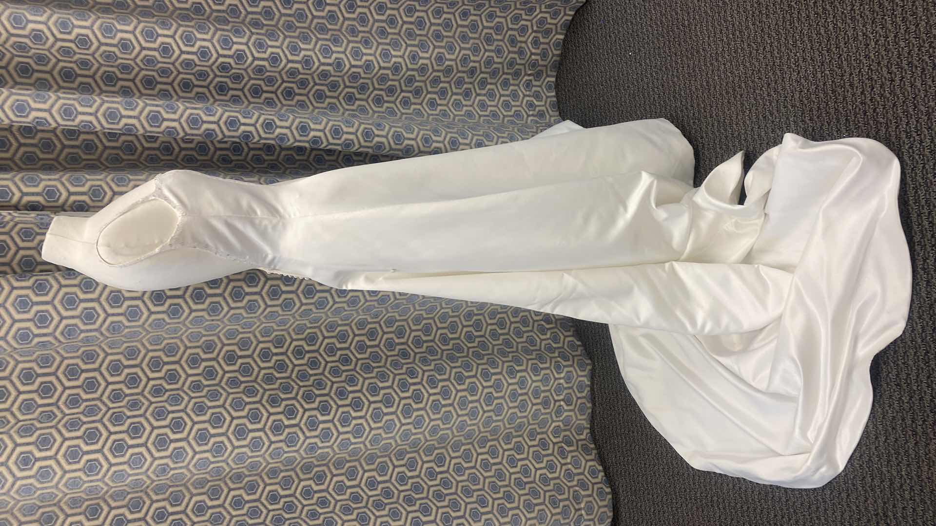 Photo 1 of BRIDAL GOWN “MONIQUE” IVORY SATIN A-LINE EMBELISHMENT AT NECKLINE SIZE 8