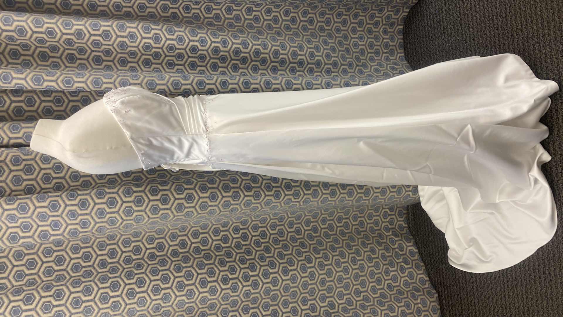 Photo 1 of BRIDAL GOWN WHITE SATIN A -LINE CORSET BACK w RHINESTONES SIZE 12
