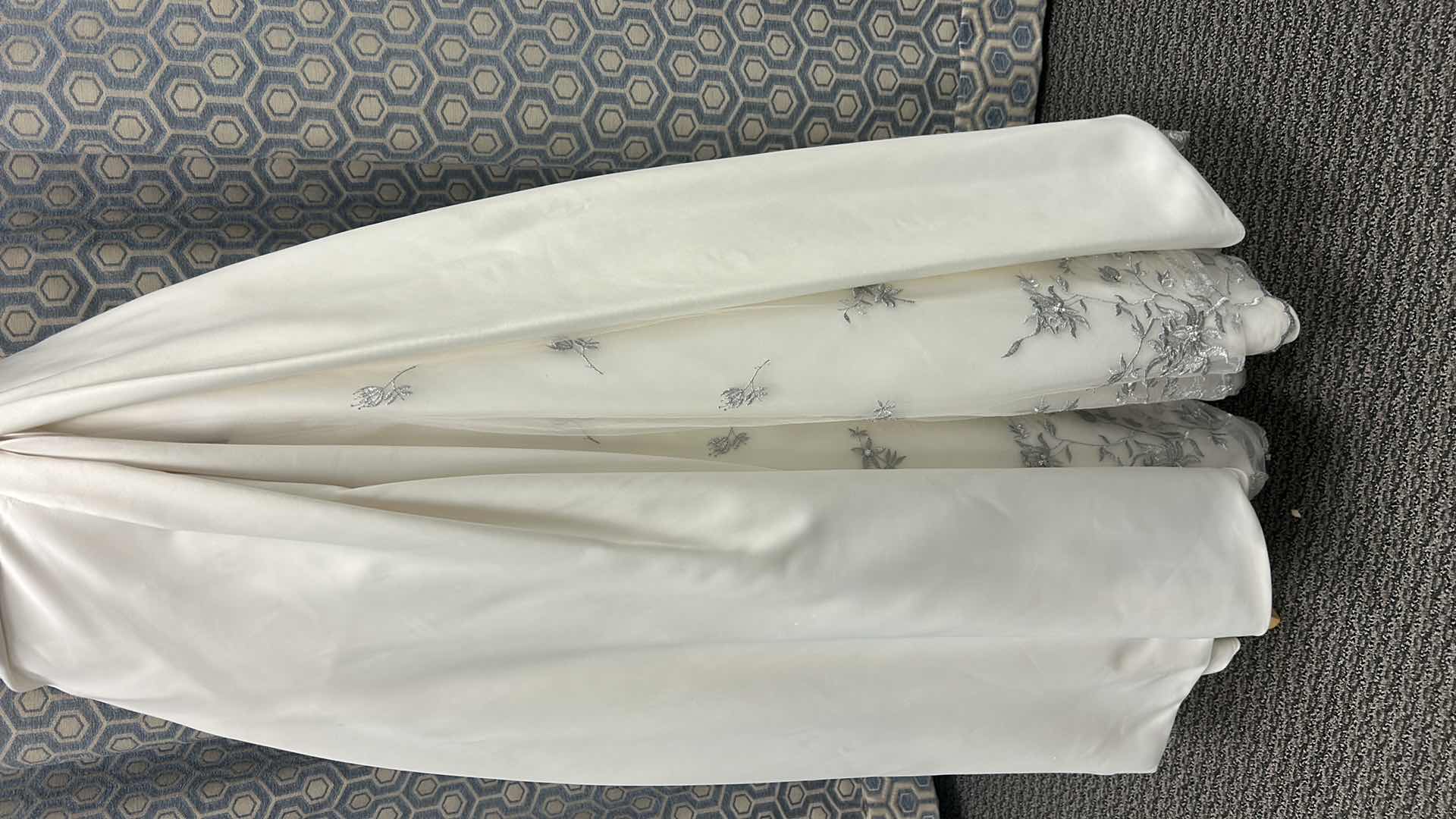 Photo 1 of BRIDAL GOWN, MAGGIE SOTTERO, ONE-PIECE STRAPLESS GOWN, FEATURES A LACE-UP SKIRT CREATED FROM EMBROIDERY WHITE/BLACK AND DIAMOND SPARKLE, SIZE 6