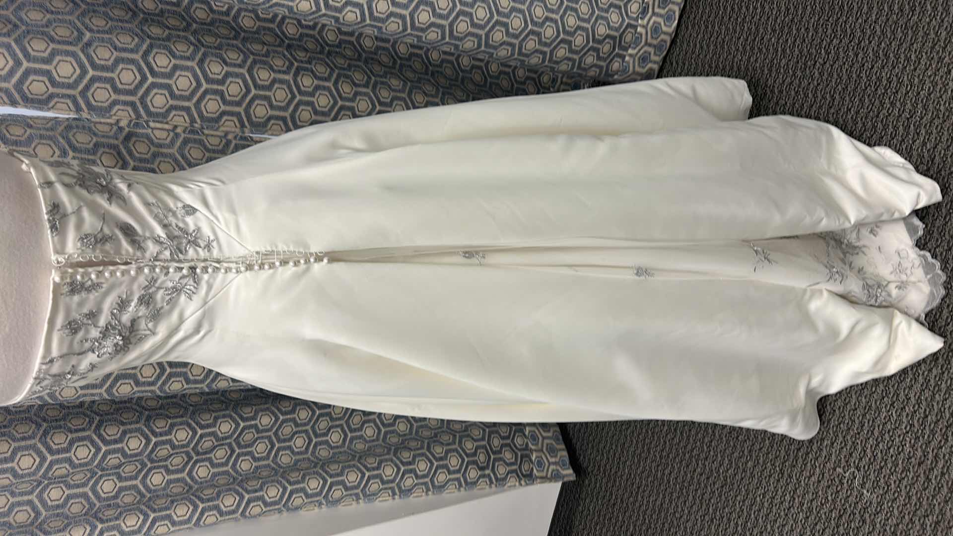 Photo 1 of BRIDAL GOWN, MAGGIE SOTTERO, ONE-PIECE STRAPLESS GOWN, FEATURES A LACE-UP SKIRT CREATED FROM EMBROIDERY WHITE/BLACK AND DIAMOND SPARKLE, SIZE 6