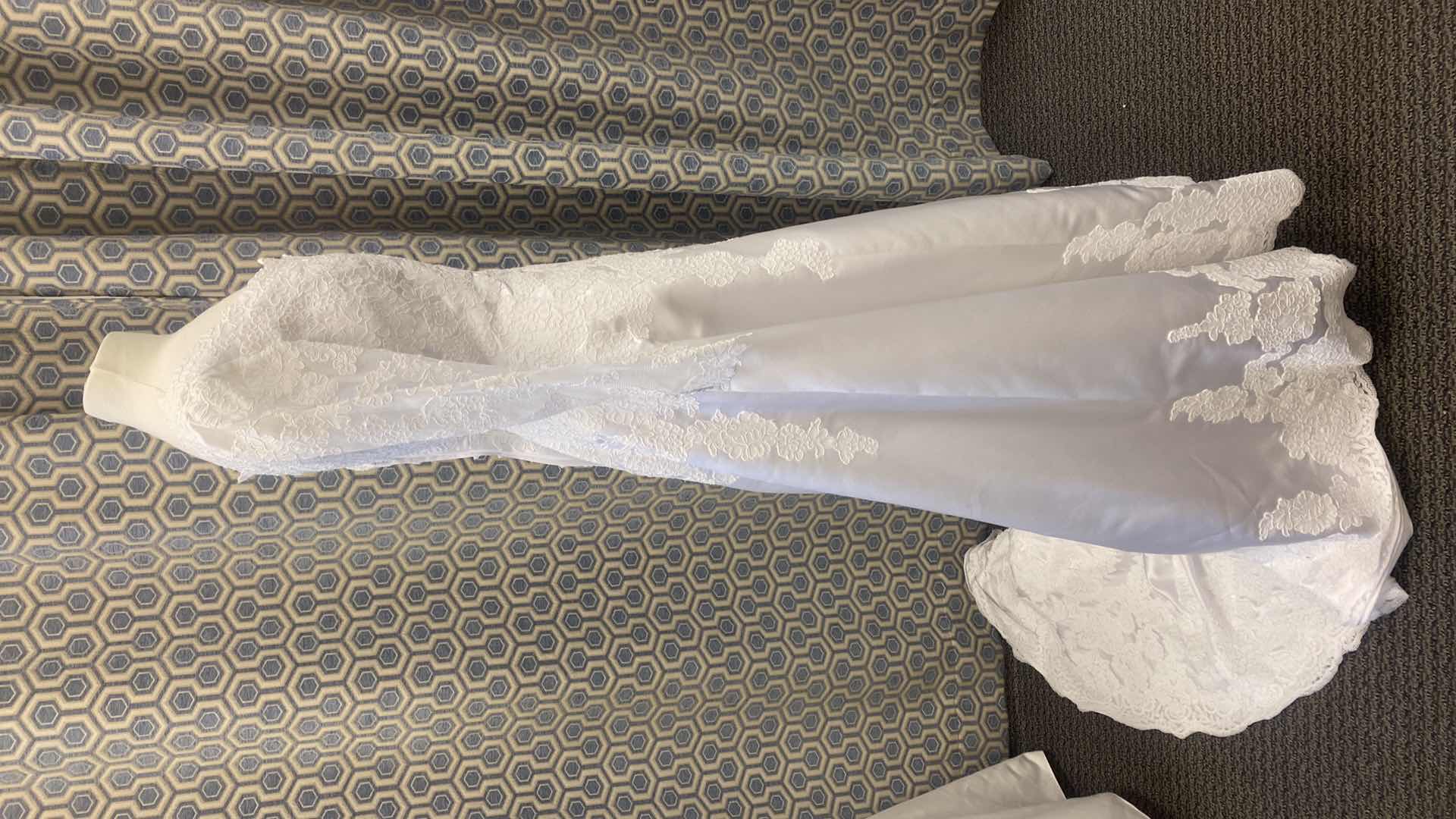 Photo 1 of BRIDAL GOWN “MONIQUE” WHITE SATIN A-LINE EMBELISHMENT AT NECKLINE SIZE 10