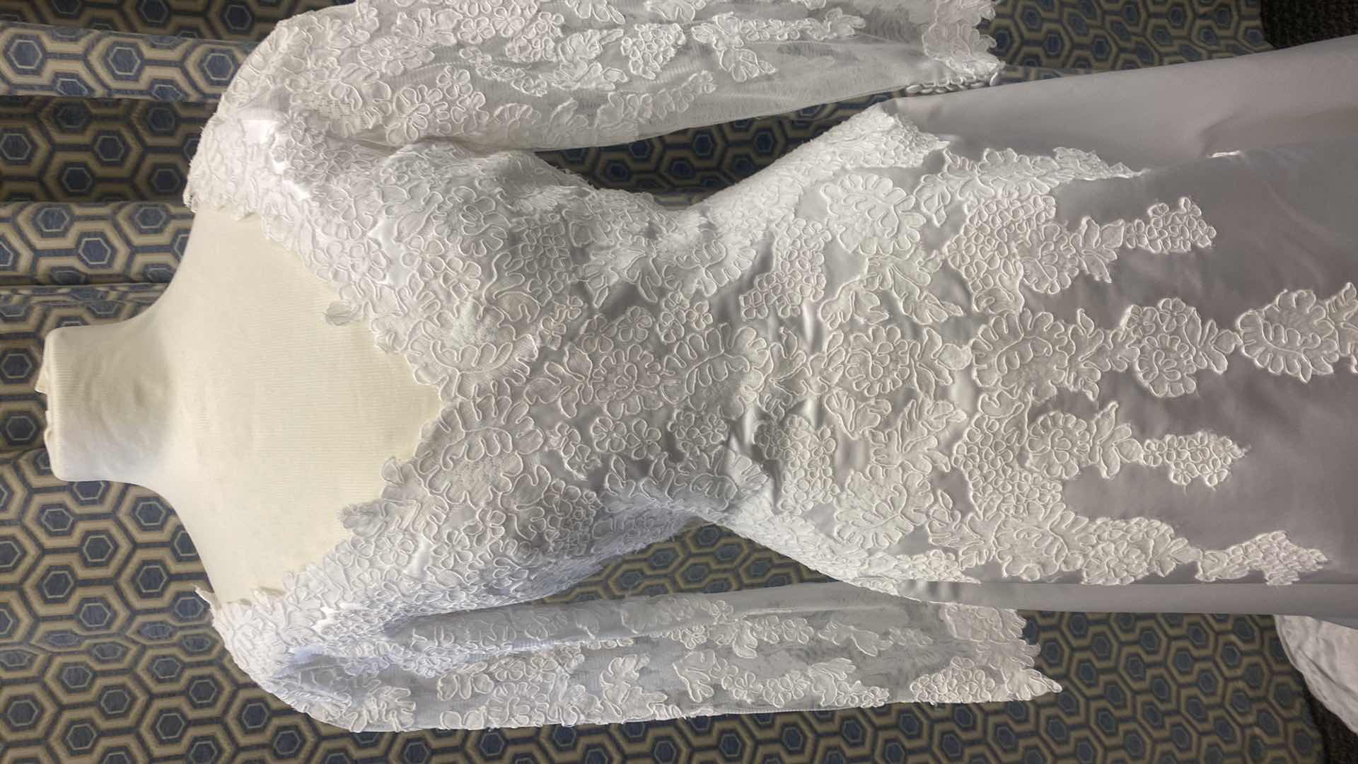 Photo 1 of BRIDAL GOWN “MONIQUE” WHITE SATIN A-LINE EMBELISHMENT AT NECKLINE SIZE 10