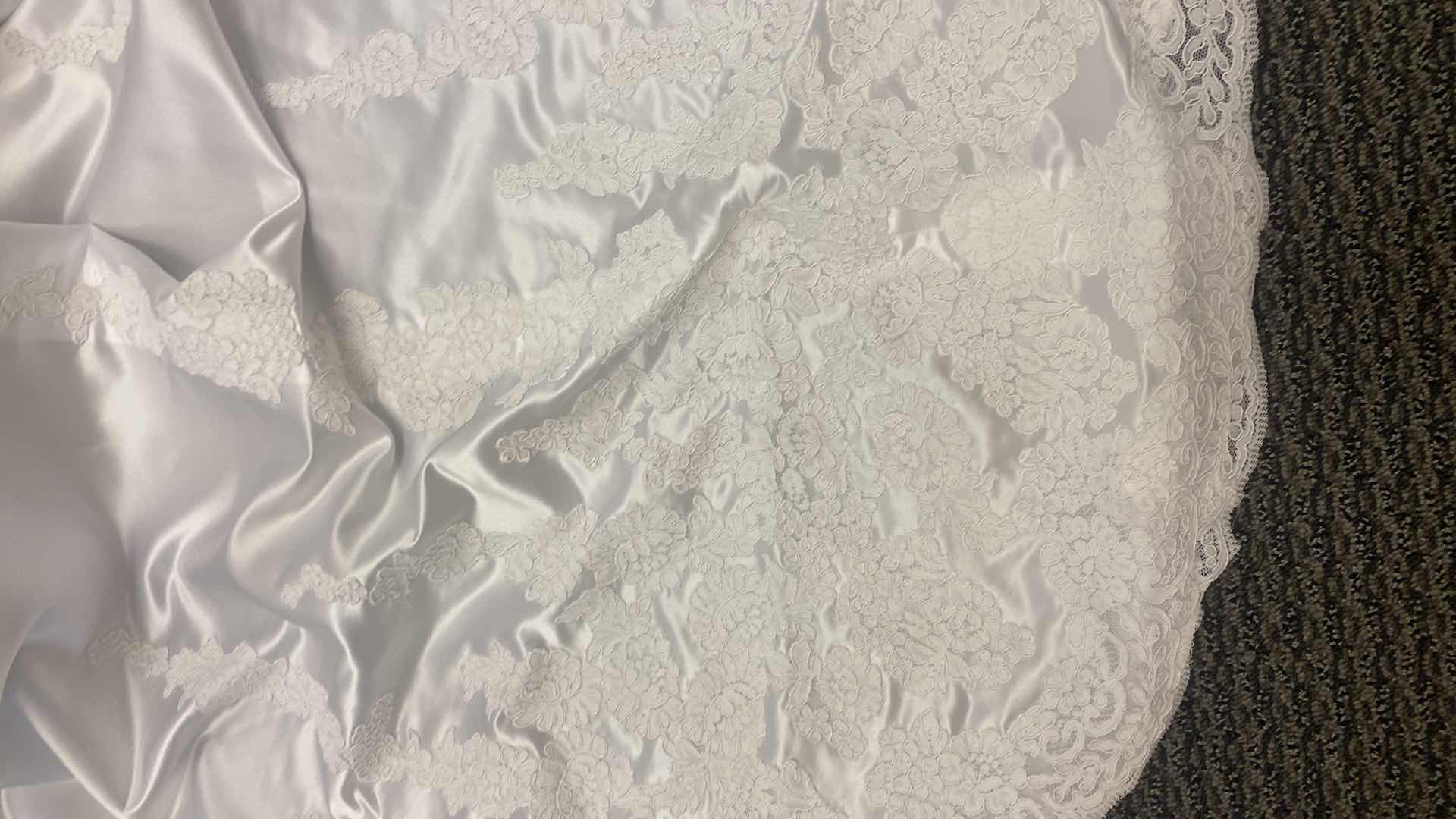 Photo 1 of BRIDAL GOWN “MONIQUE” WHITE SATIN A-LINE EMBELISHMENT AT NECKLINE SIZE 10