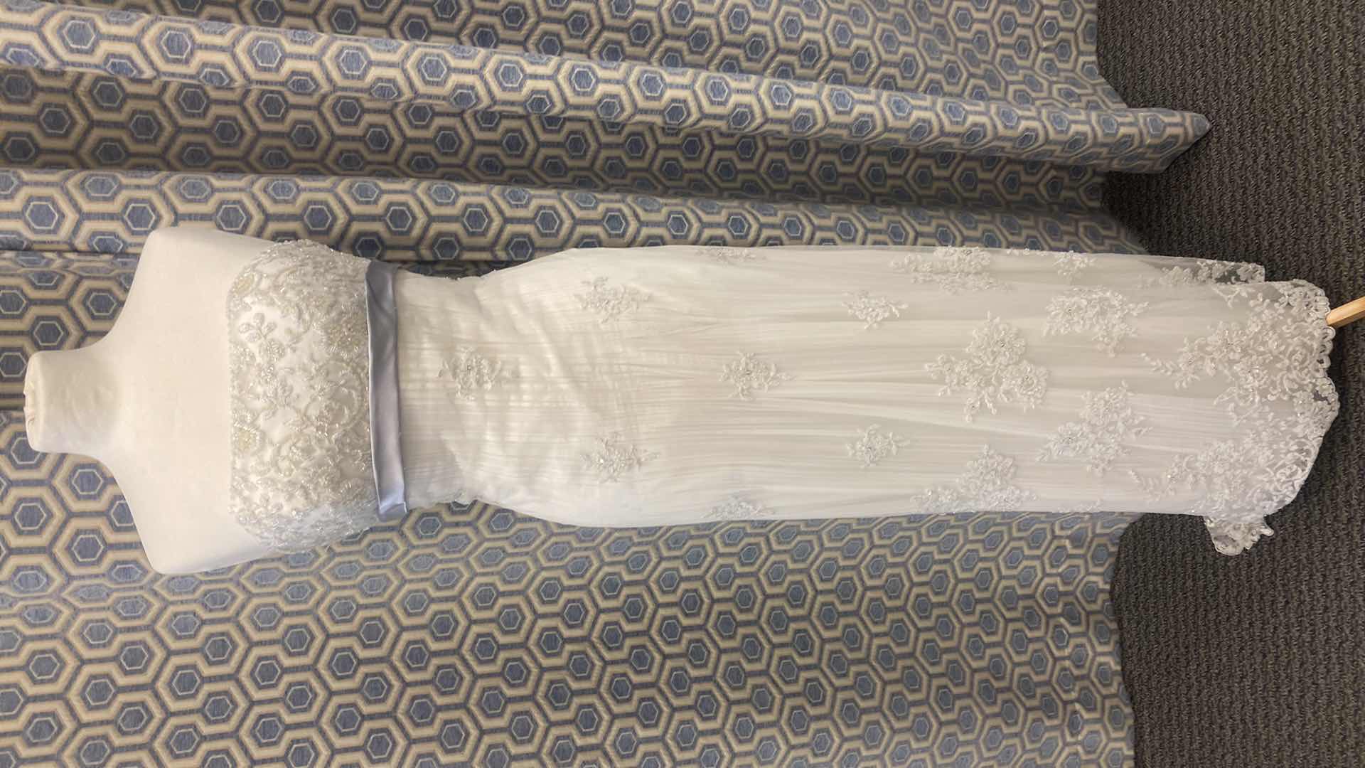 Photo 1 of BRIDAL GOWN “PROROVIAS” IVORY LACE SLIM A-LINE w SATIN BAND SIZE 10