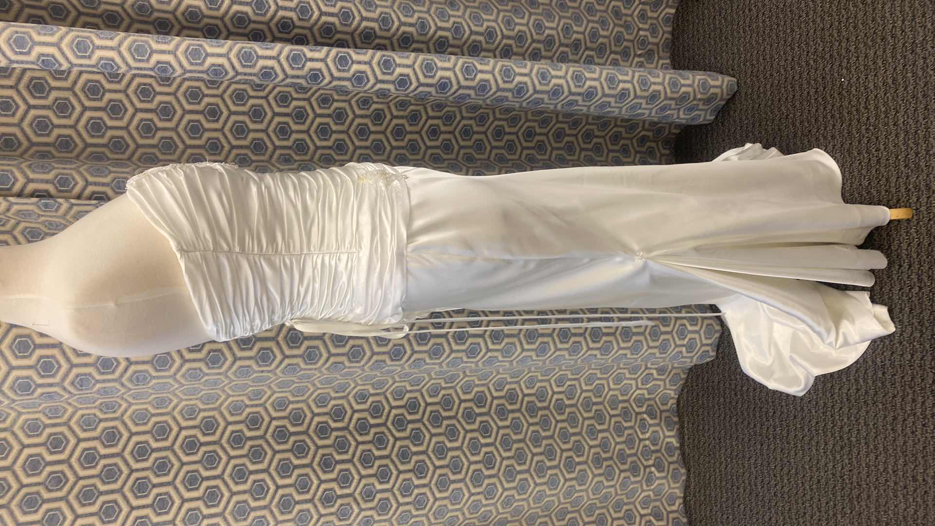 Photo 1 of BRIDAL GOWN “MAGGIE SOTTERO” IVORY SATIN STRAPLESS CORSET BACK w SILVER & GOLD BEADING SIZE 10