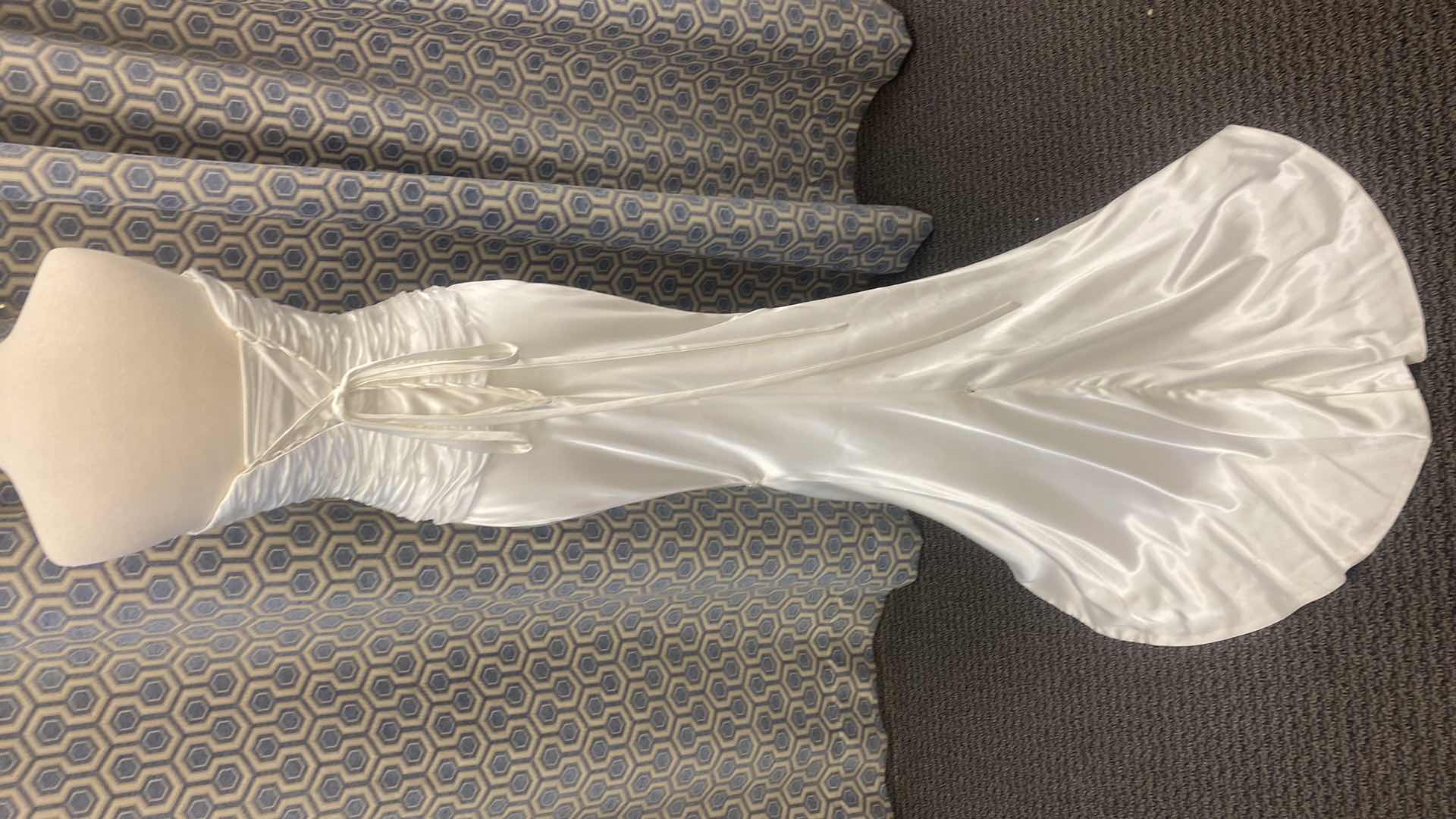 Photo 1 of BRIDAL GOWN “MAGGIE SOTTERO” IVORY SATIN STRAPLESS CORSET BACK w SILVER & GOLD BEADING SIZE 10