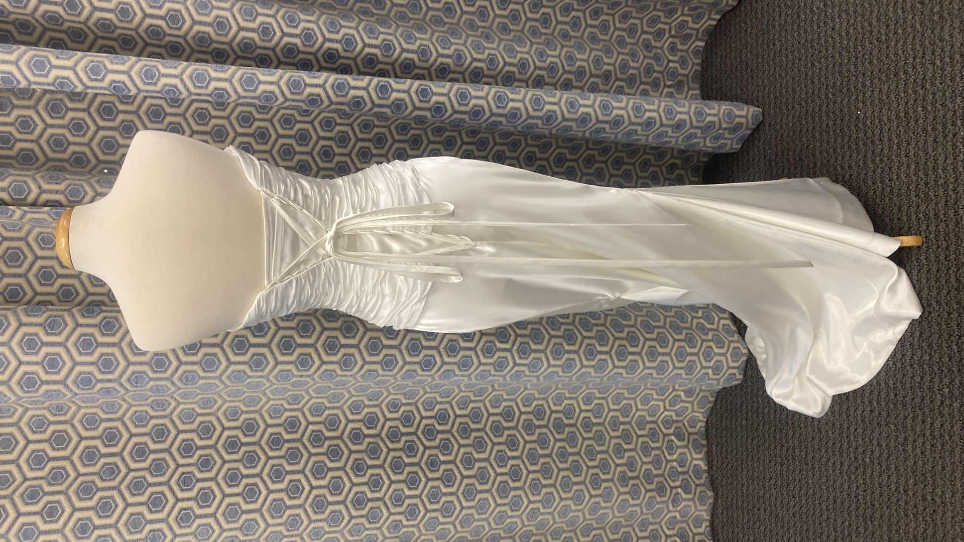 Photo 1 of BRIDAL GOWN “MAGGIE SOTTERO” IVORY SATIN STRAPLESS CORSET BACK w SILVER & GOLD BEADING SIZE 10