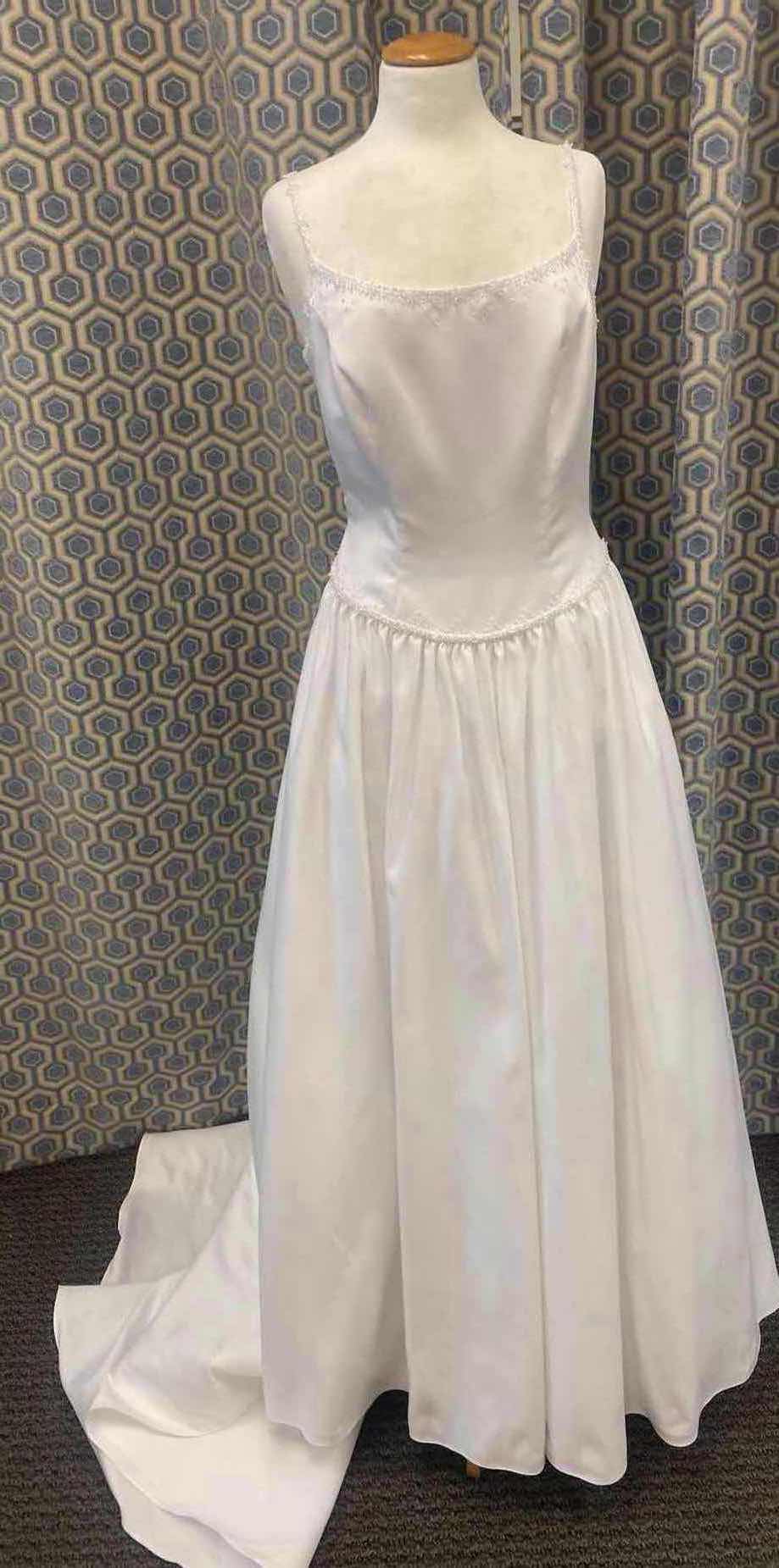 Photo 1 of BRIDAL GOWN “KATHRYN  LA’CROIX” WHITE SATIN w BEADSED NECKLINE SIZE 10
