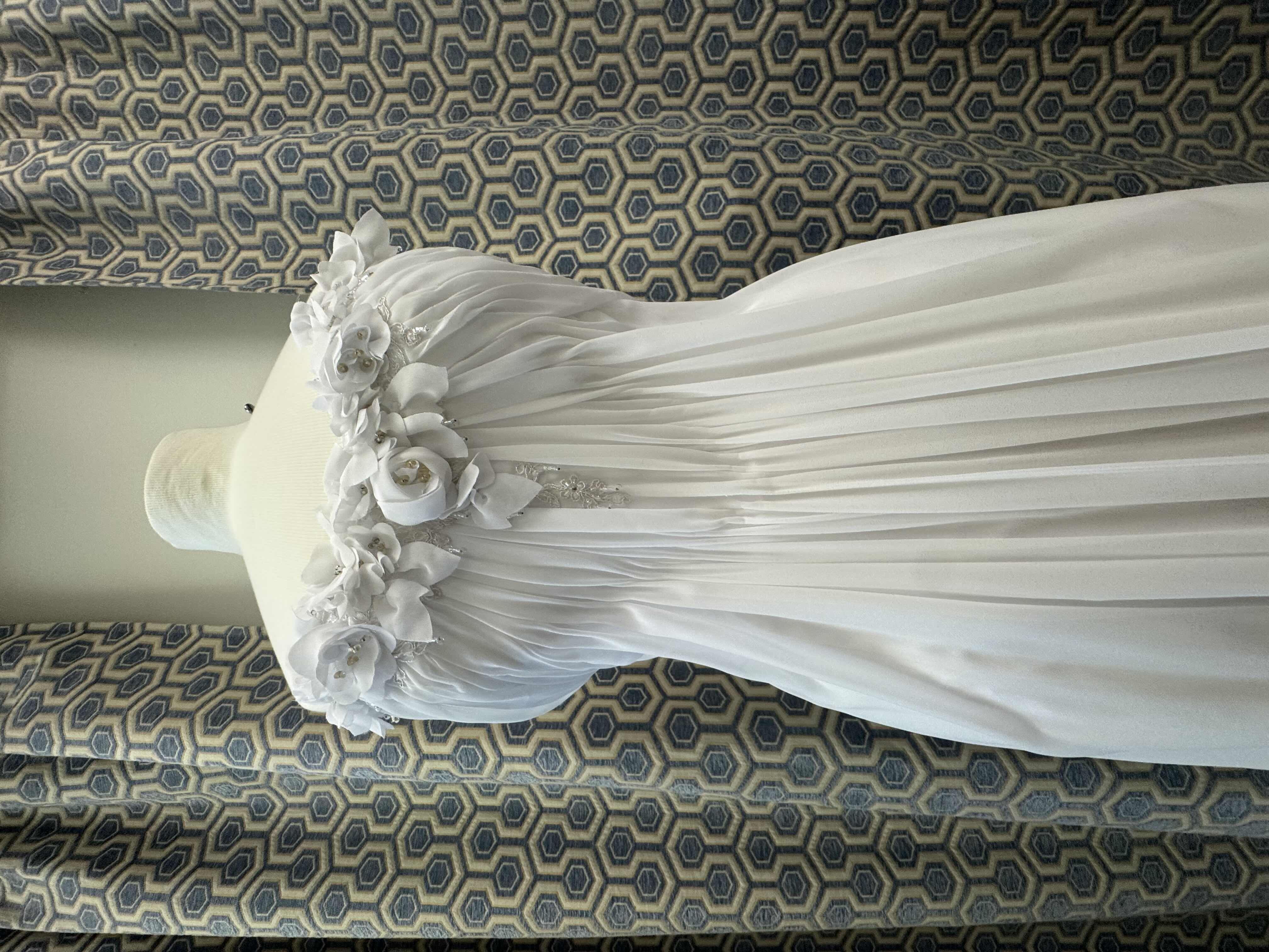 Photo 1 of BRIDAL GOWN MAGGIE SOTTERO GOSSAMER CHIFFON WITH HANDMADE FLOWERS OVER BEADED LACE EMBELLISHMENTS WHITE SIZE 10