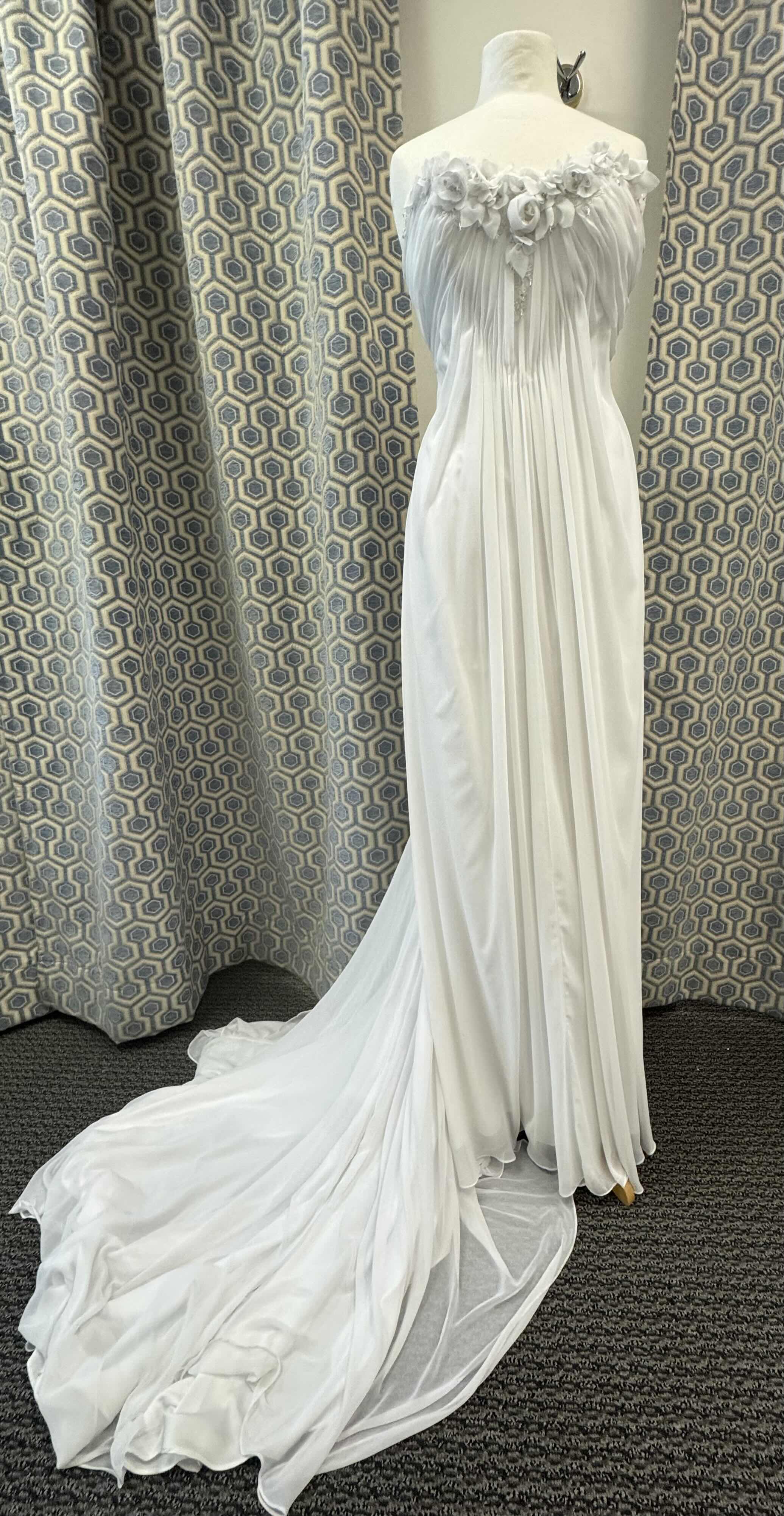 Photo 1 of BRIDAL GOWN MAGGIE SOTTERO GOSSAMER CHIFFON WITH HANDMADE FLOWERS OVER BEADED LACE EMBELLISHMENTS WHITE SIZE 10