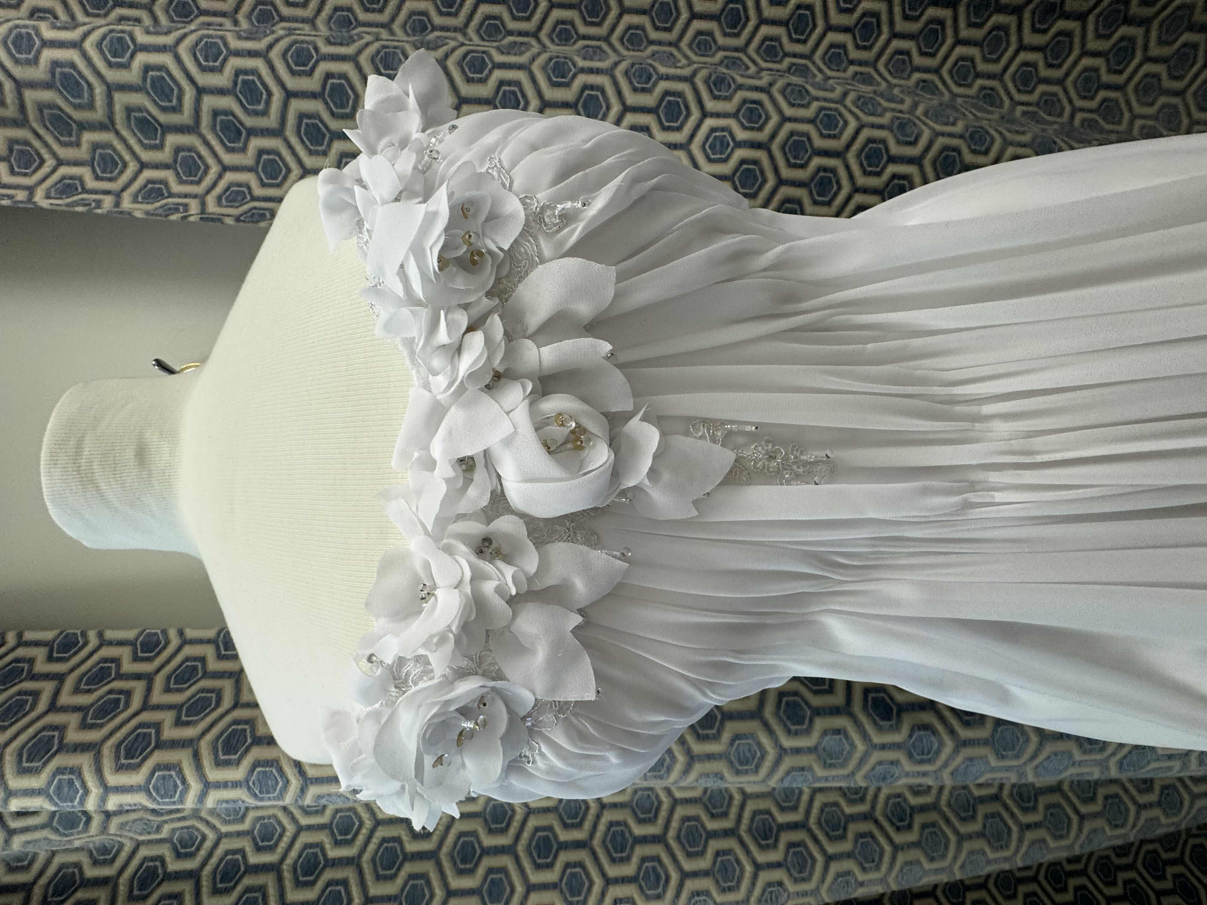 Photo 1 of BRIDAL GOWN MAGGIE SOTTERO GOSSAMER CHIFFON WITH HANDMADE FLOWERS OVER BEADED LACE EMBELLISHMENTS WHITE SIZE 10
