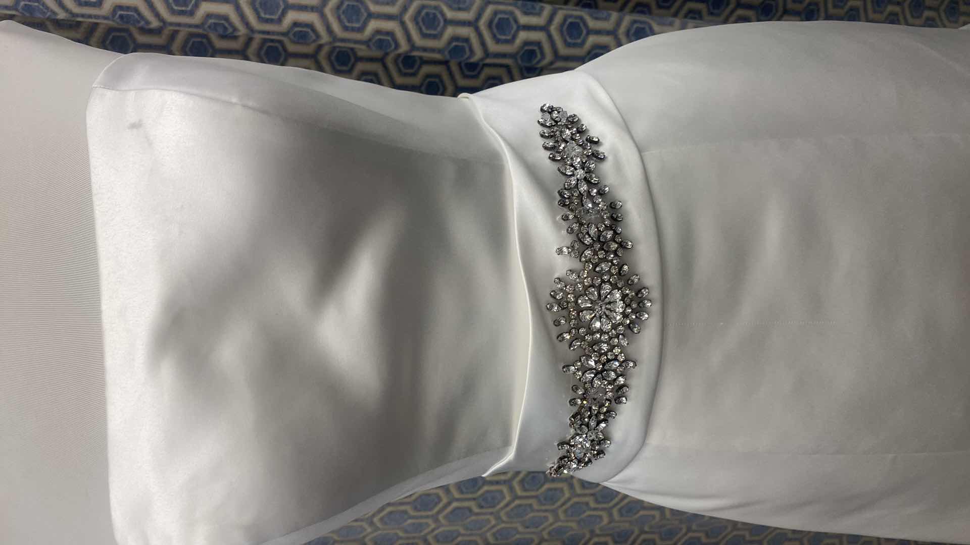 Photo 1 of BRIDAL GOWN “CASABLANCA” DIAMOND WHITE SATIN w BEADED BAND SIZE 10