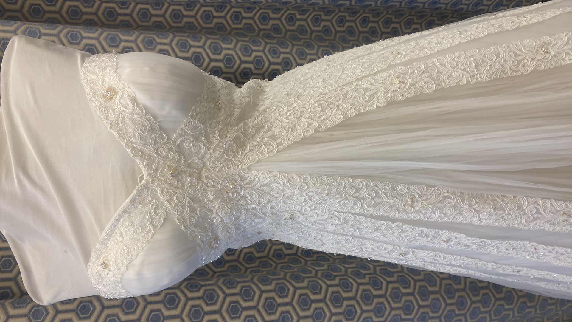 Photo 1 of BRIDAL GOWN “PRONOVIOS” IVORY STRAPLESS SATIN w TULLE & LACE OVERLAY SIZE 10