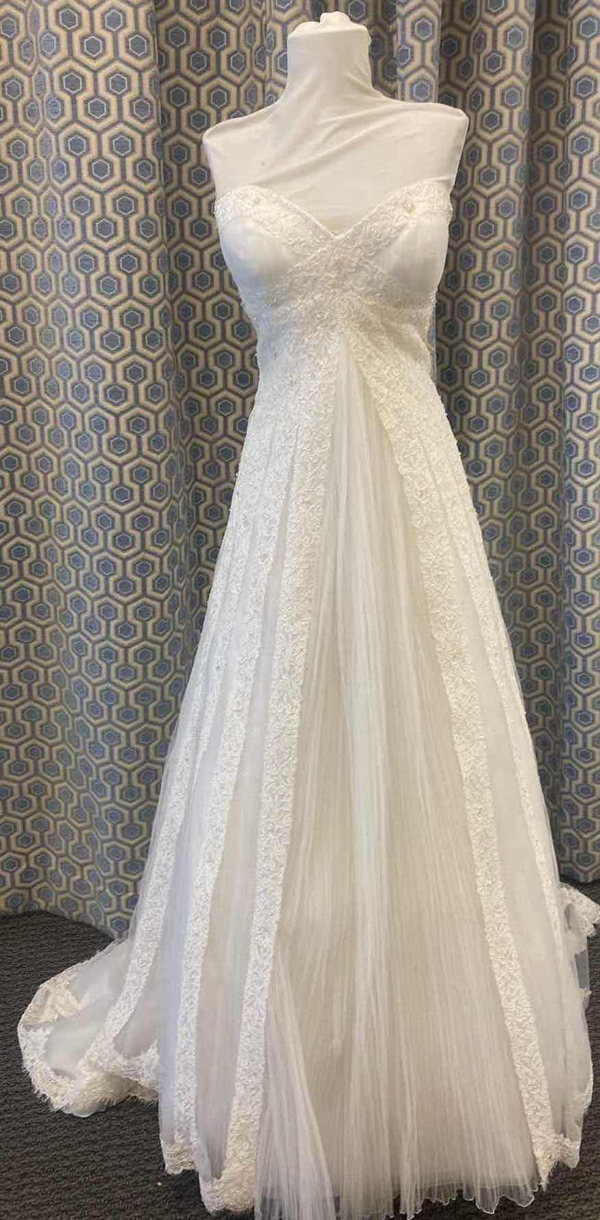 Photo 1 of BRIDAL GOWN “PRONOVIOS” IVORY STRAPLESS SATIN w TULLE & LACE OVERLAY SIZE 10