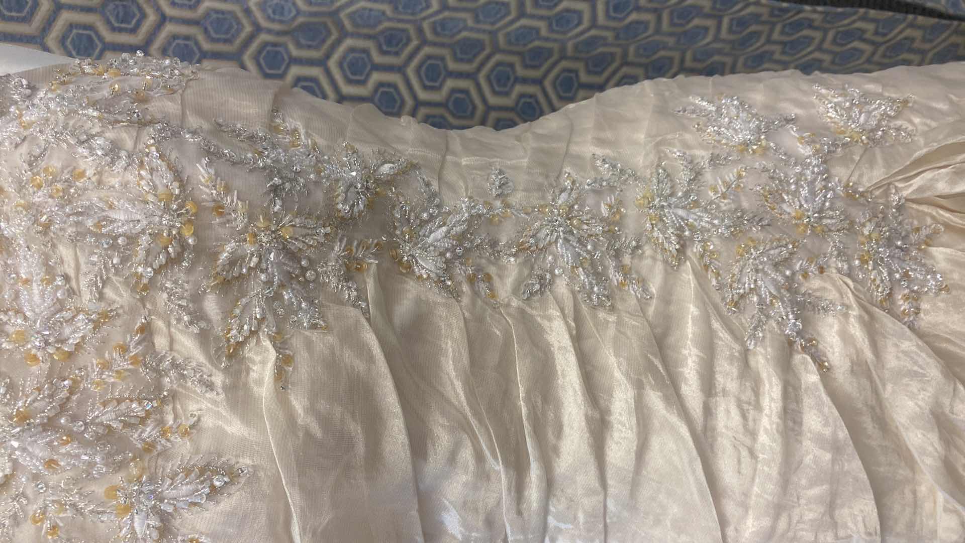 Photo 2 of BRIDAL GOWN “MAGGIE SOTTERO” GOLD SATIN STRAPLESS  w GOLD EMBELLISHMENTS SIZE 10