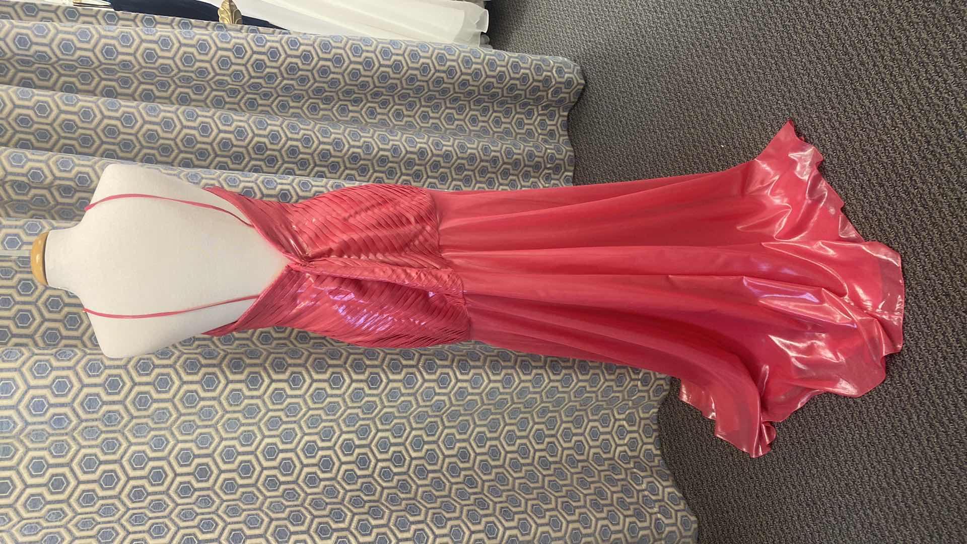 Photo 1 of EVENING GOWN “CZ’RE” LIPSTICK w SATIN FINISH V NECK EMBELLISHED  SIZE 14