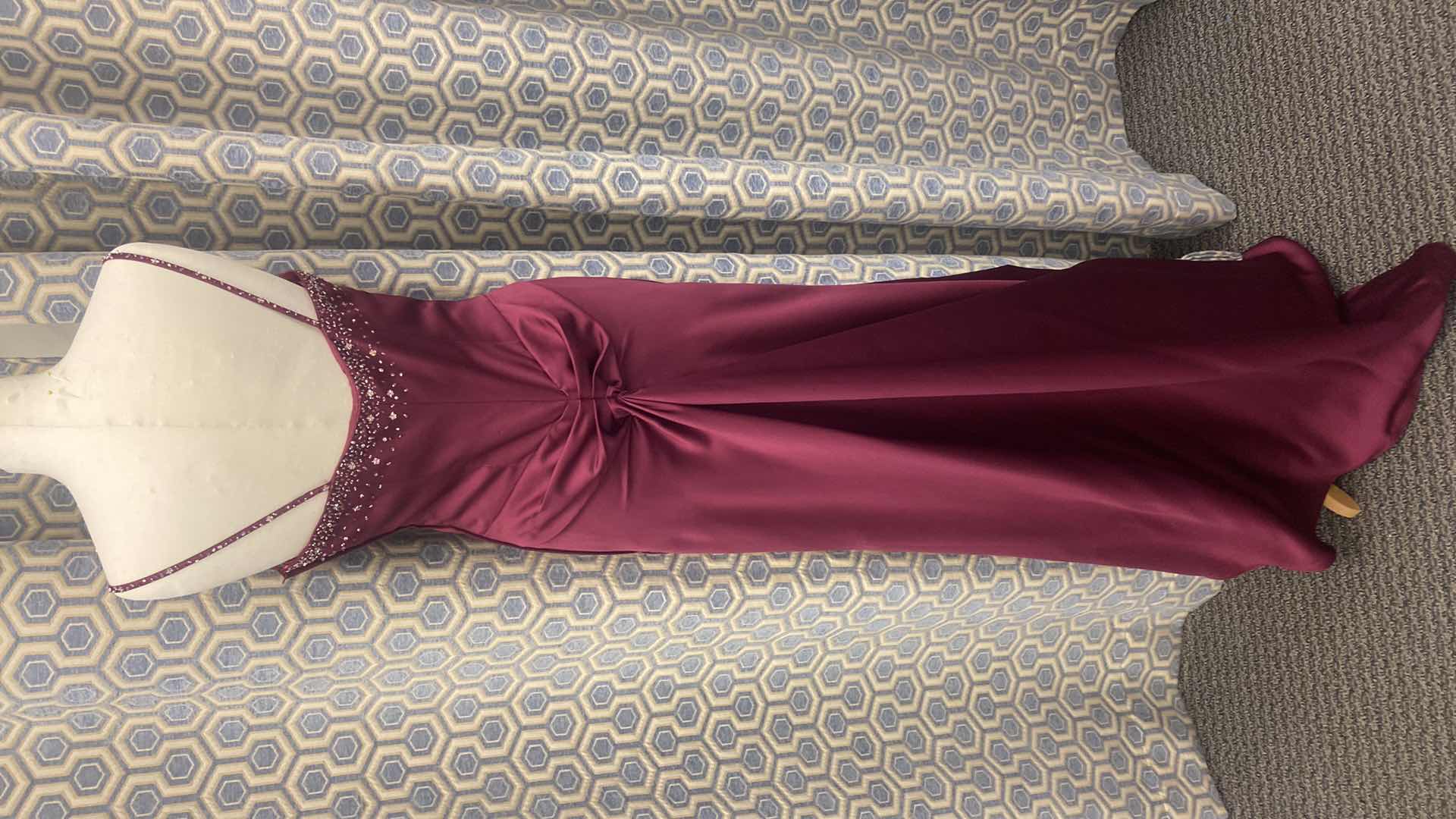 Photo 1 of EVENING GOWN “MARY’s” CABERNET SATIN w BEADED BODICE SIZE 8