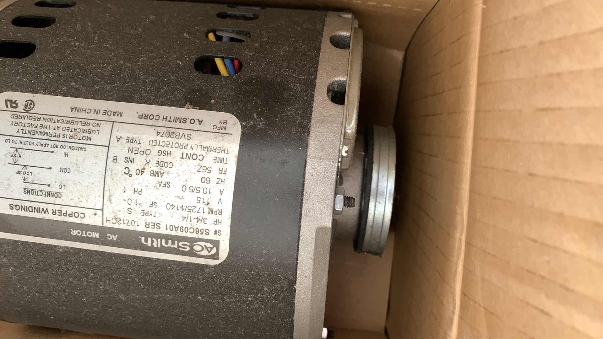 Photo 3 of AC ELECTRIC MOTOR  HP 3/4-1/4