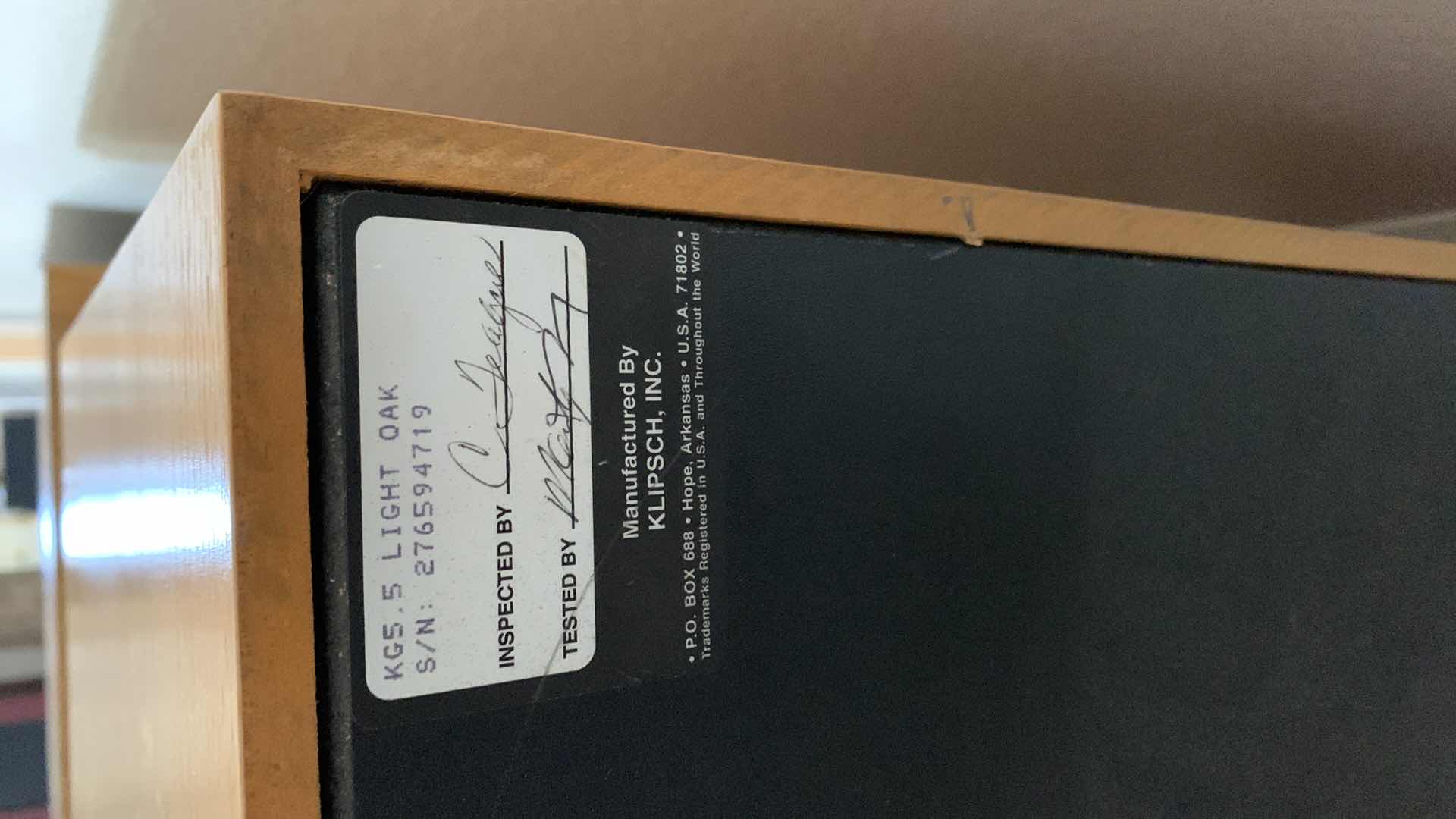 View 5 of 2-KLIPSCH KG 5.5 STEREO SPEAKERS IN LIGHT OAK