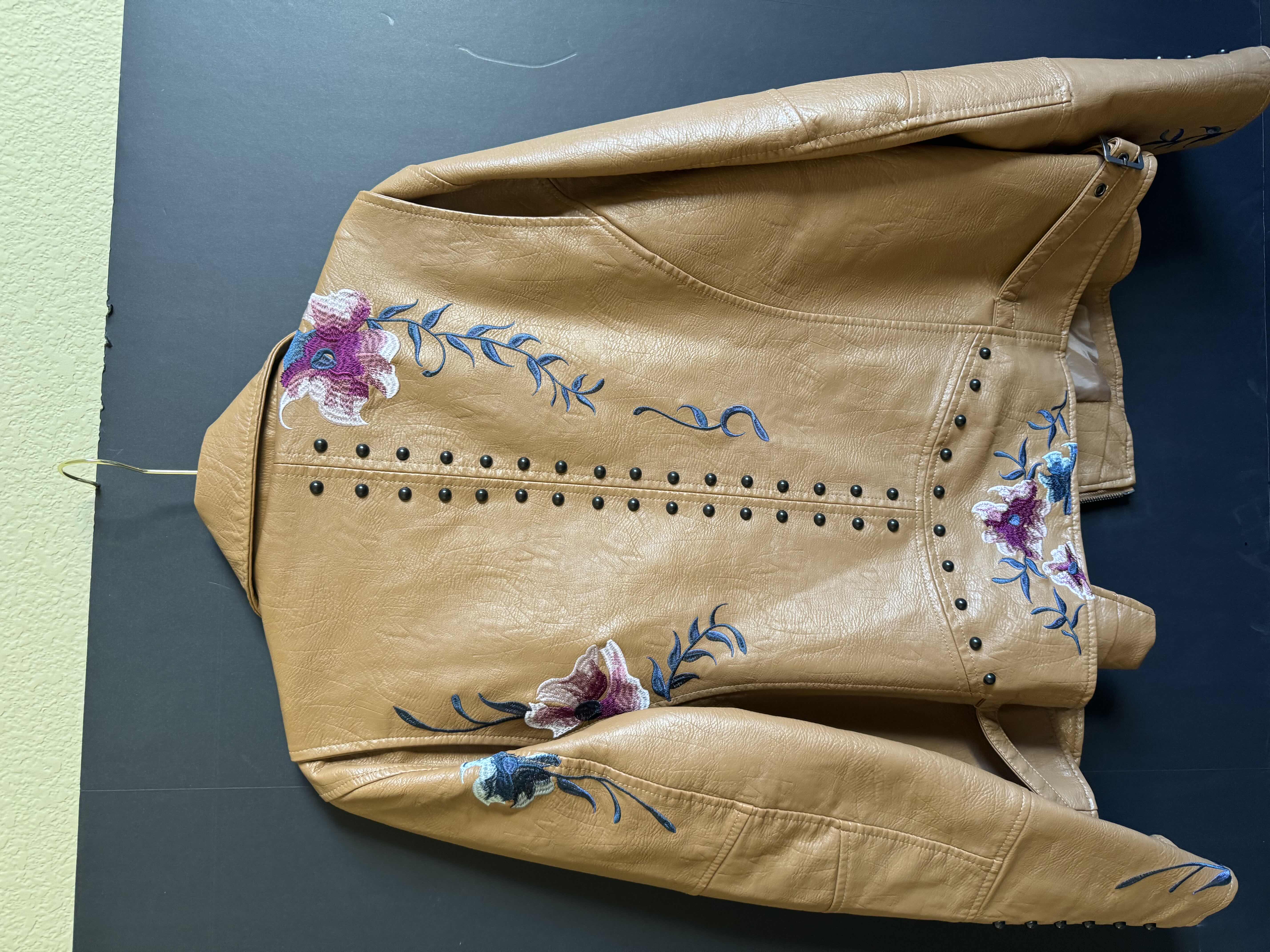 Photo 2 of EMBROIDERED & STUDDED LEATHER COAT IN SIZE XL