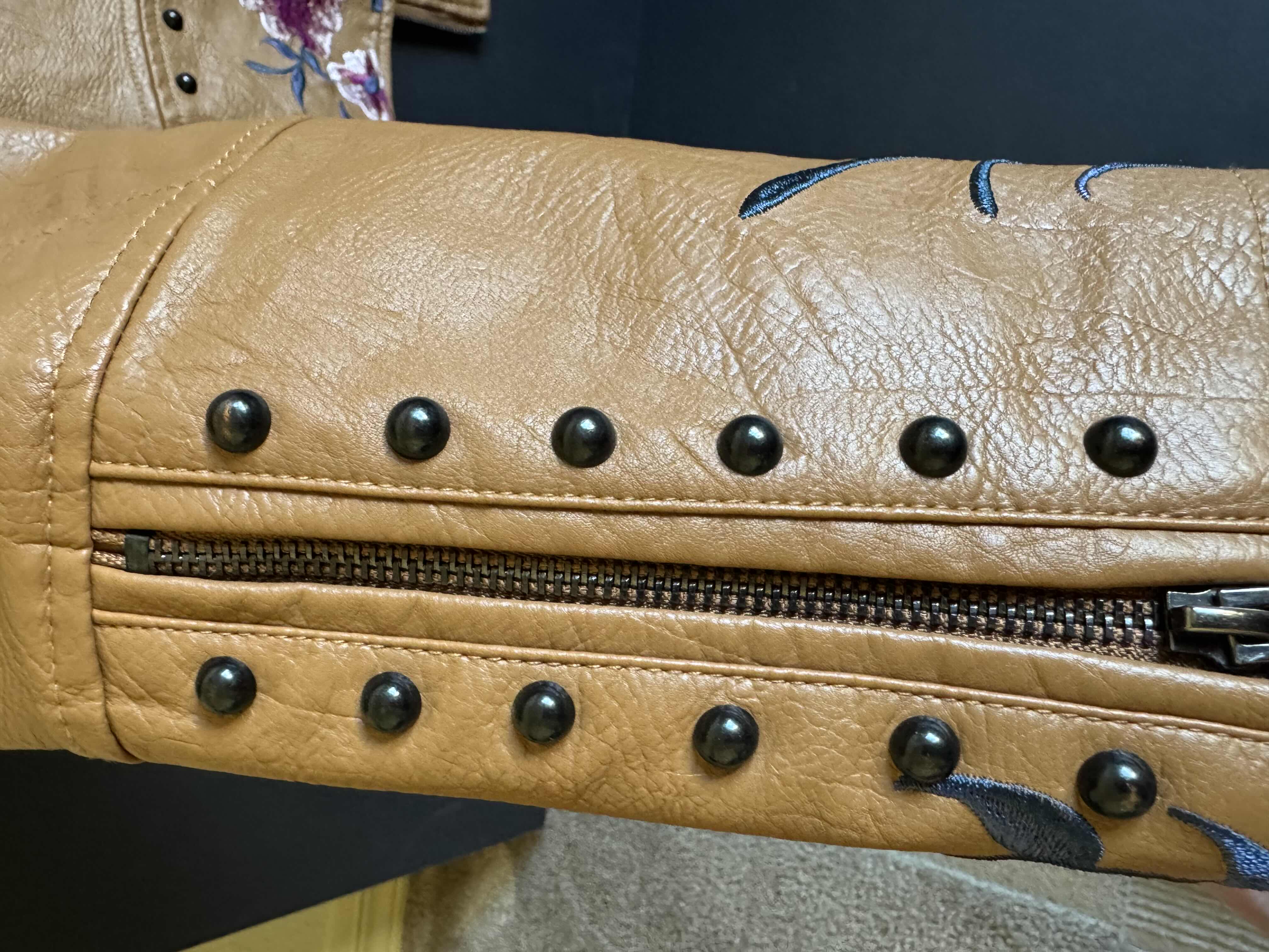 Photo 3 of EMBROIDERED & STUDDED LEATHER COAT IN SIZE XL