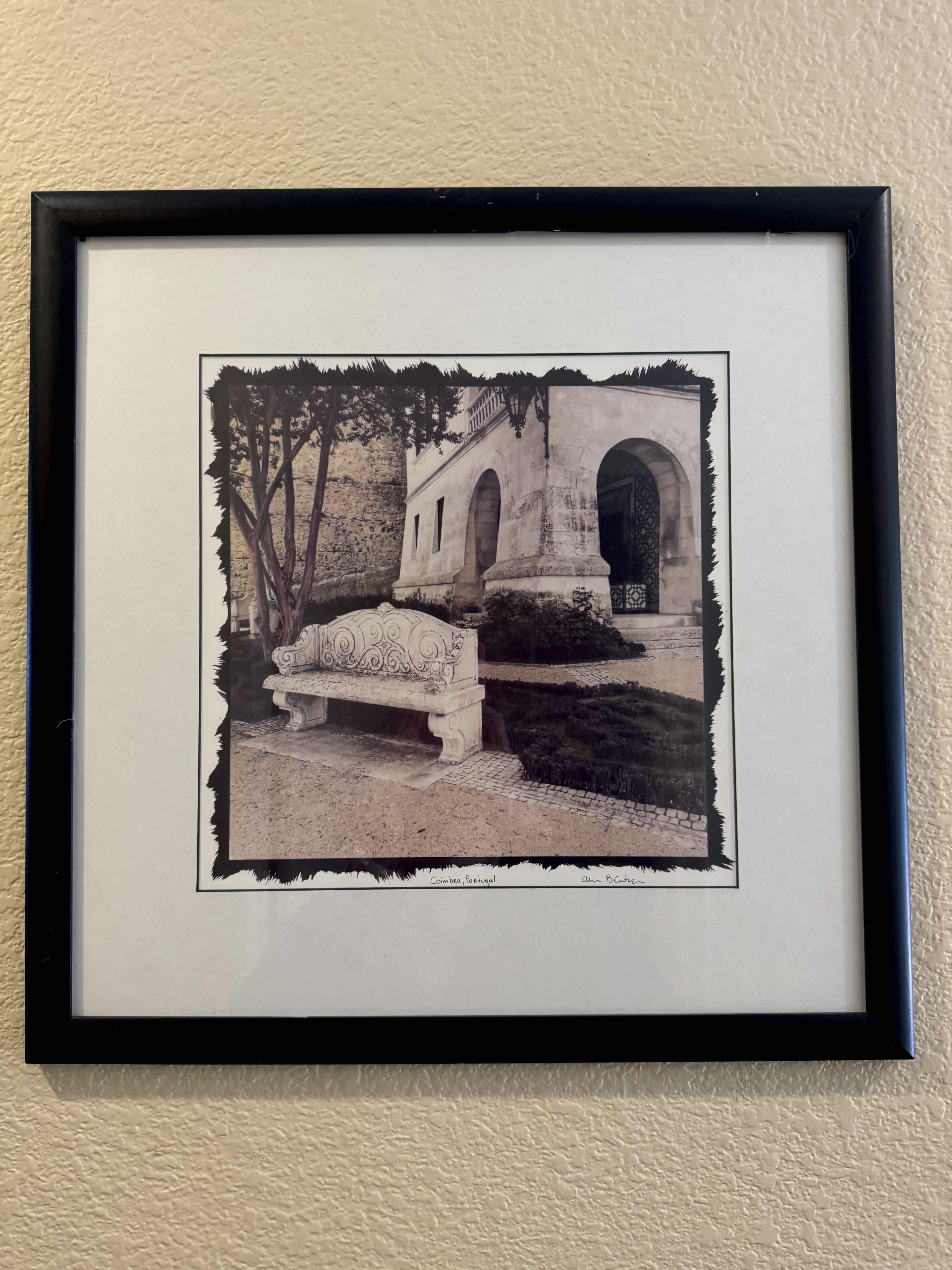 Photo 1 of BENCHES COIMBRA PORTUAL BY ALAN BLAUSTEIN, FRAMED PHOTOGRAPH VINTAGE ARTWORK, 
18.5”H X 18.5”W