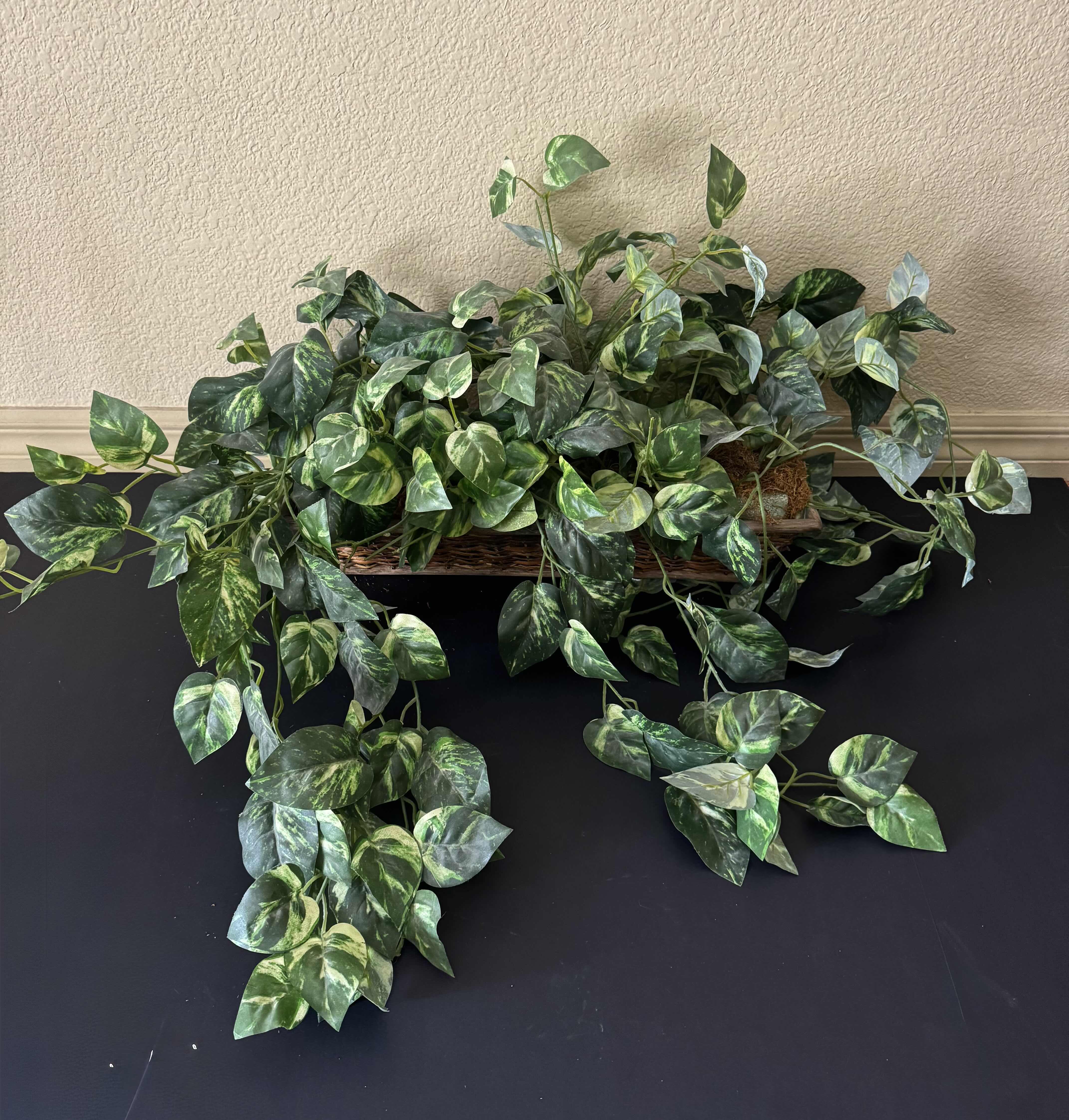 Photo 1 of 2-HOME DECOR ESSENTIALS FAUX PLANT AND VASE, FAUX PLANT 14”H X 20”W, VASE 12”H